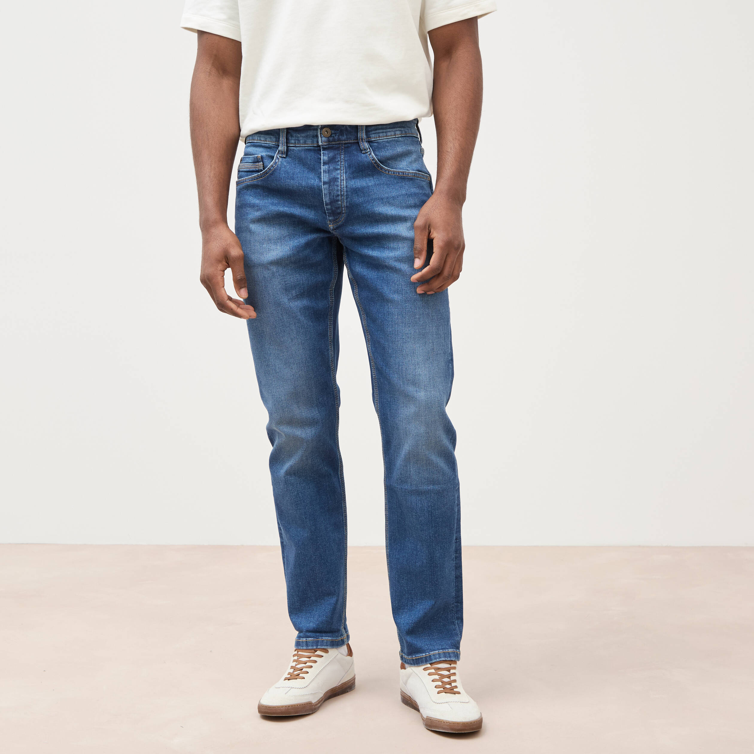 Jeans straight longueur 32 denim stone homme