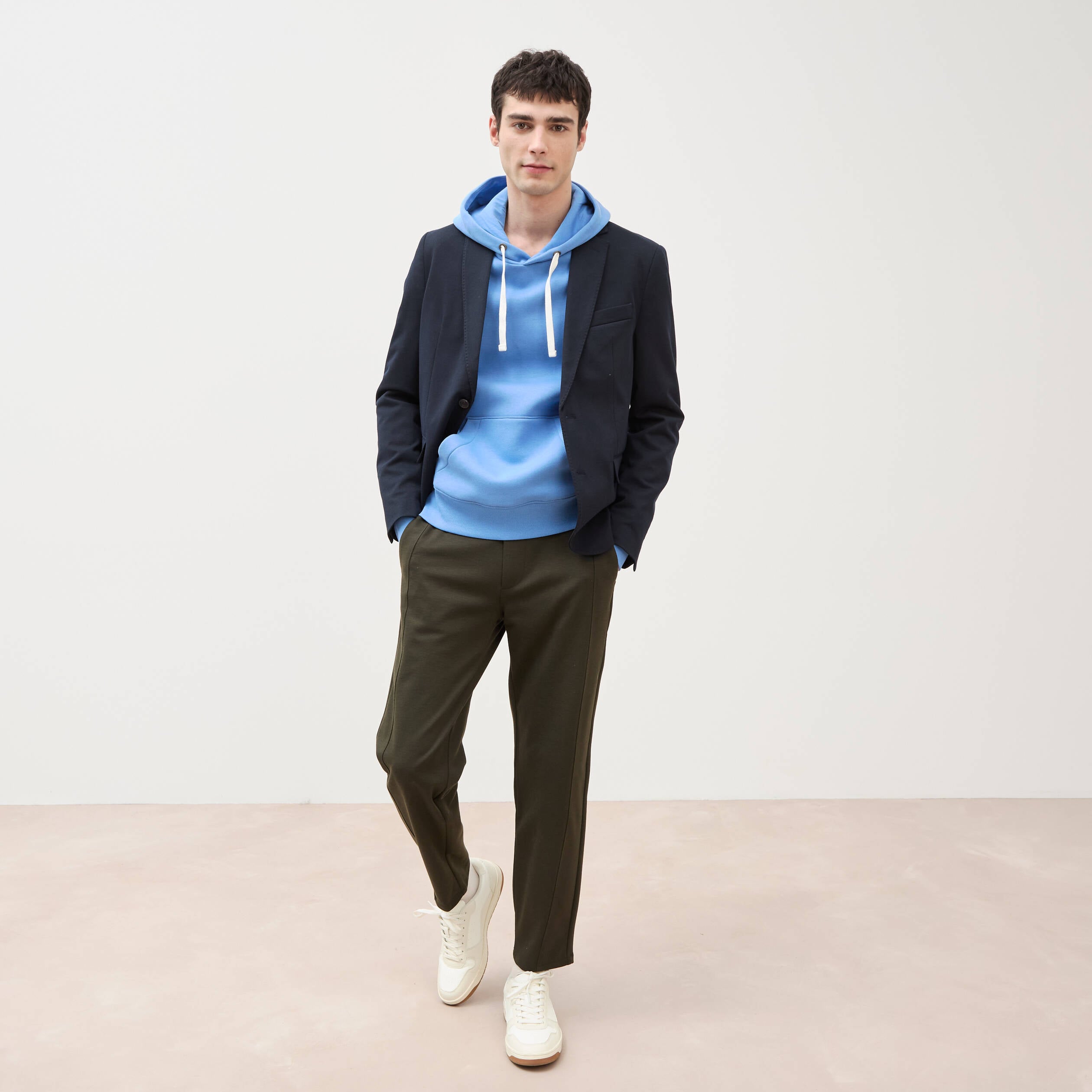 Sweat &agrave; capuche bleu violet homme