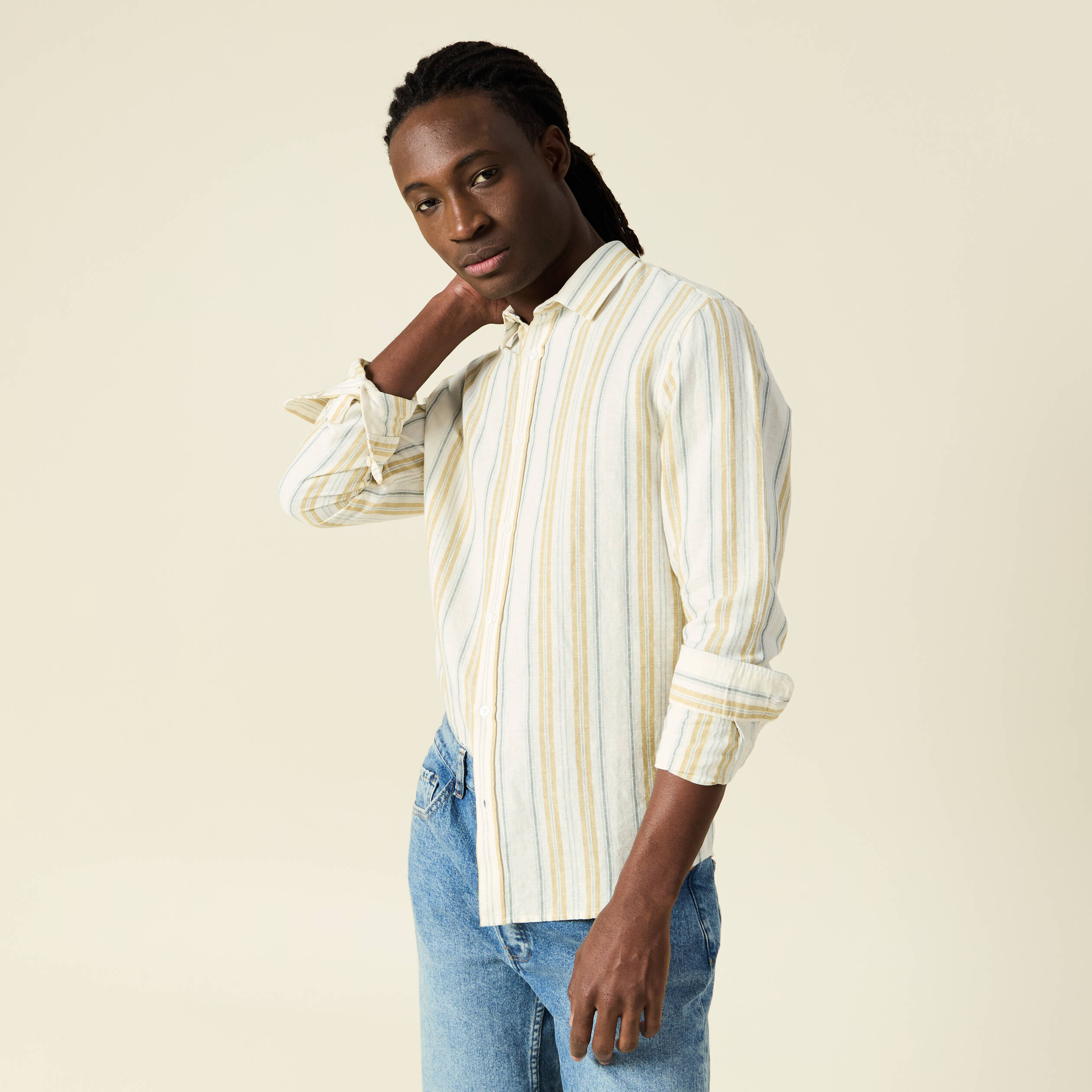 chemise manches longues ecru homme Chemise manches longues ecru homme