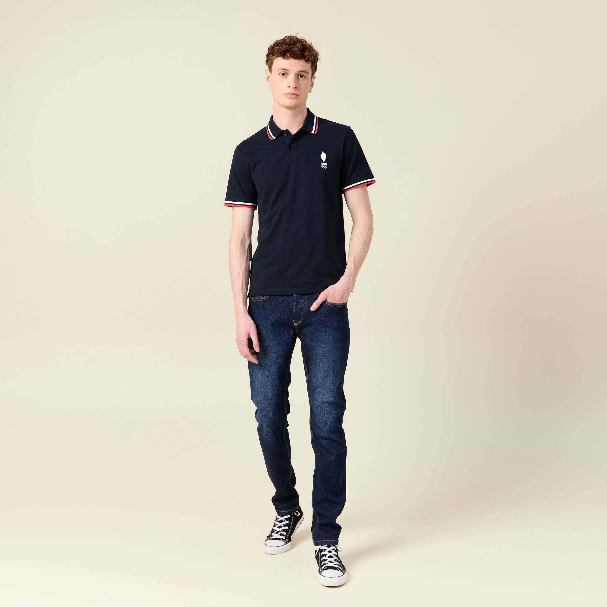 Polo manches courtes bleu marine homme