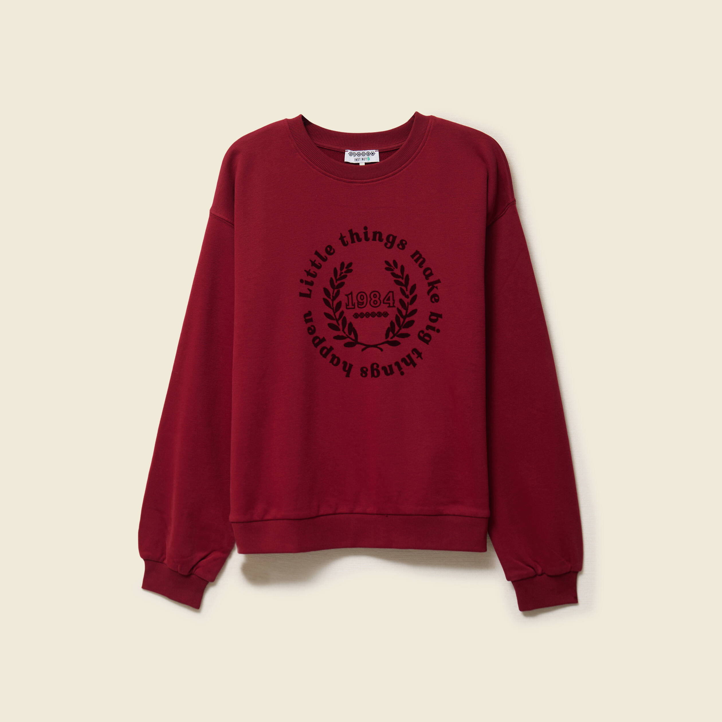 Sweat col rond manches longues rouge femme