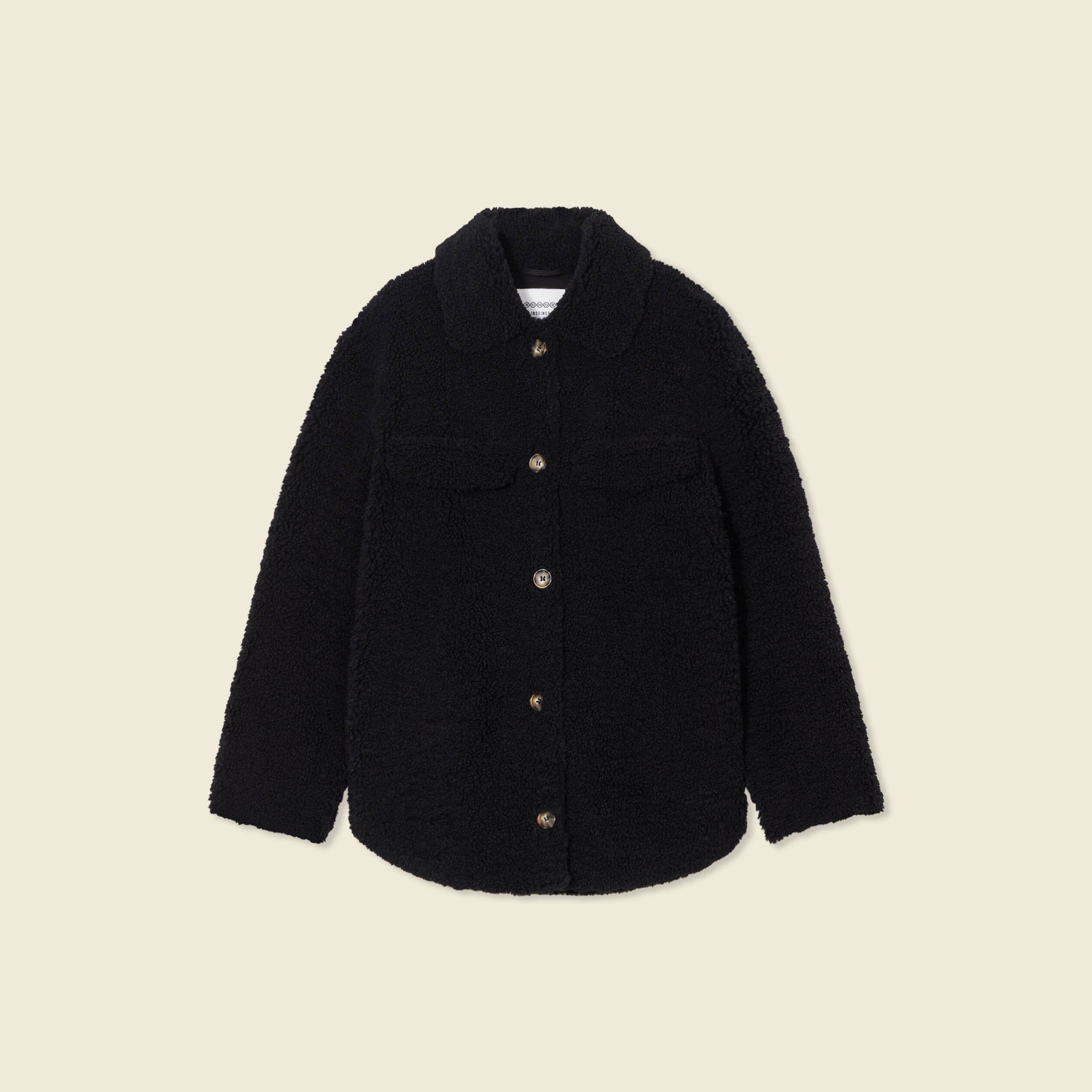 Manteau surchemise droit noir femme