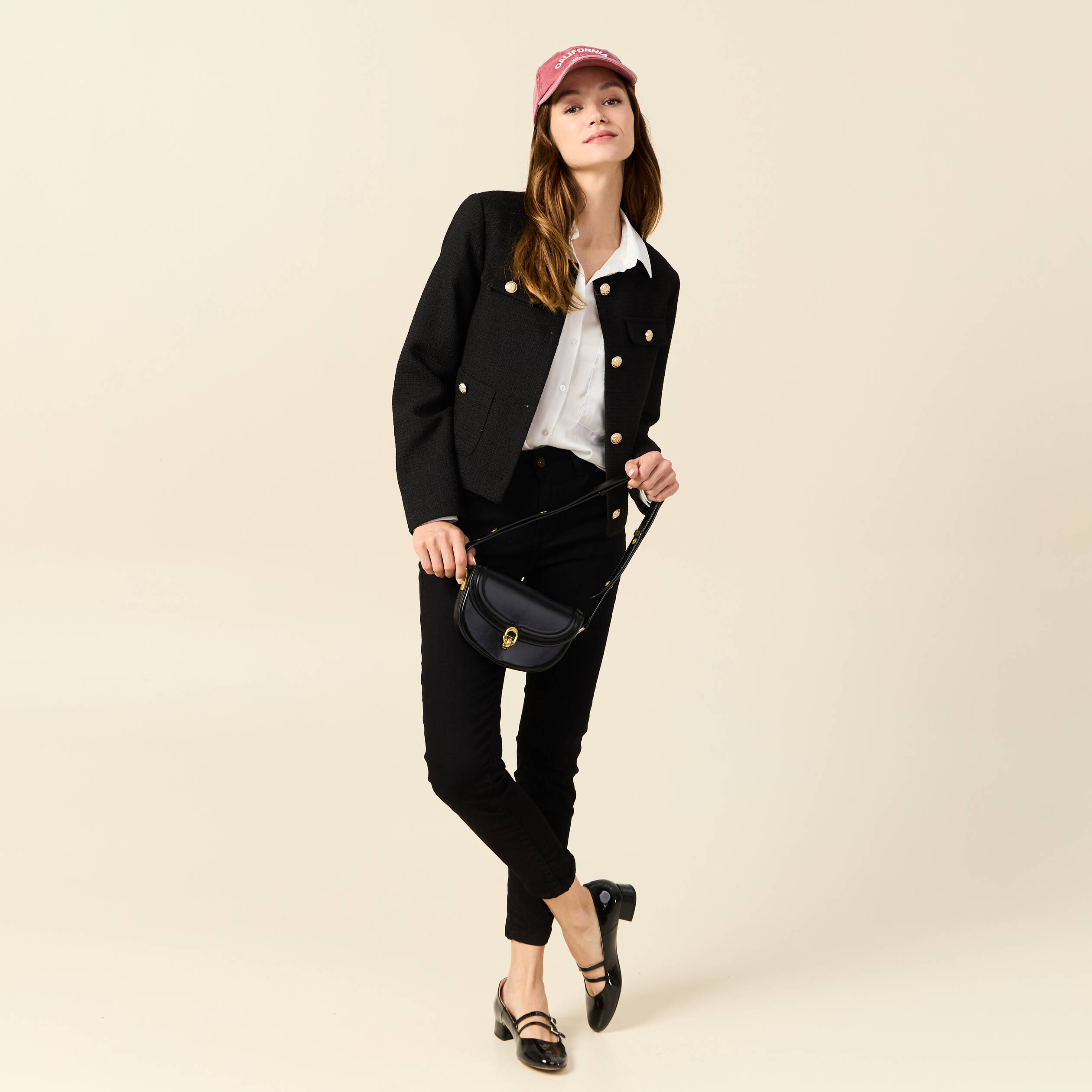 veste tweed boutonnee noir femme Veste tweed boutonnée noir femme