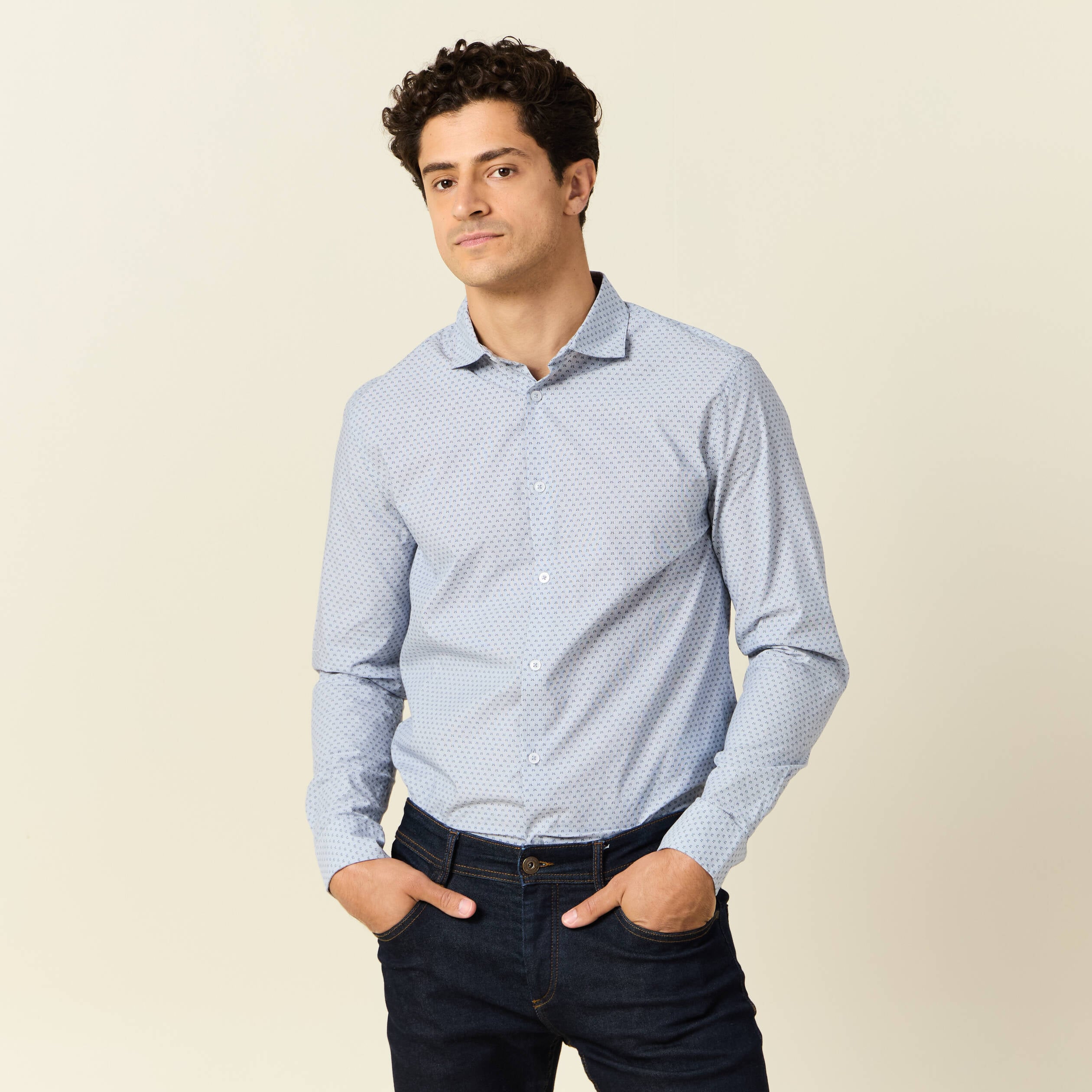 Chemise manches longues bleu homme