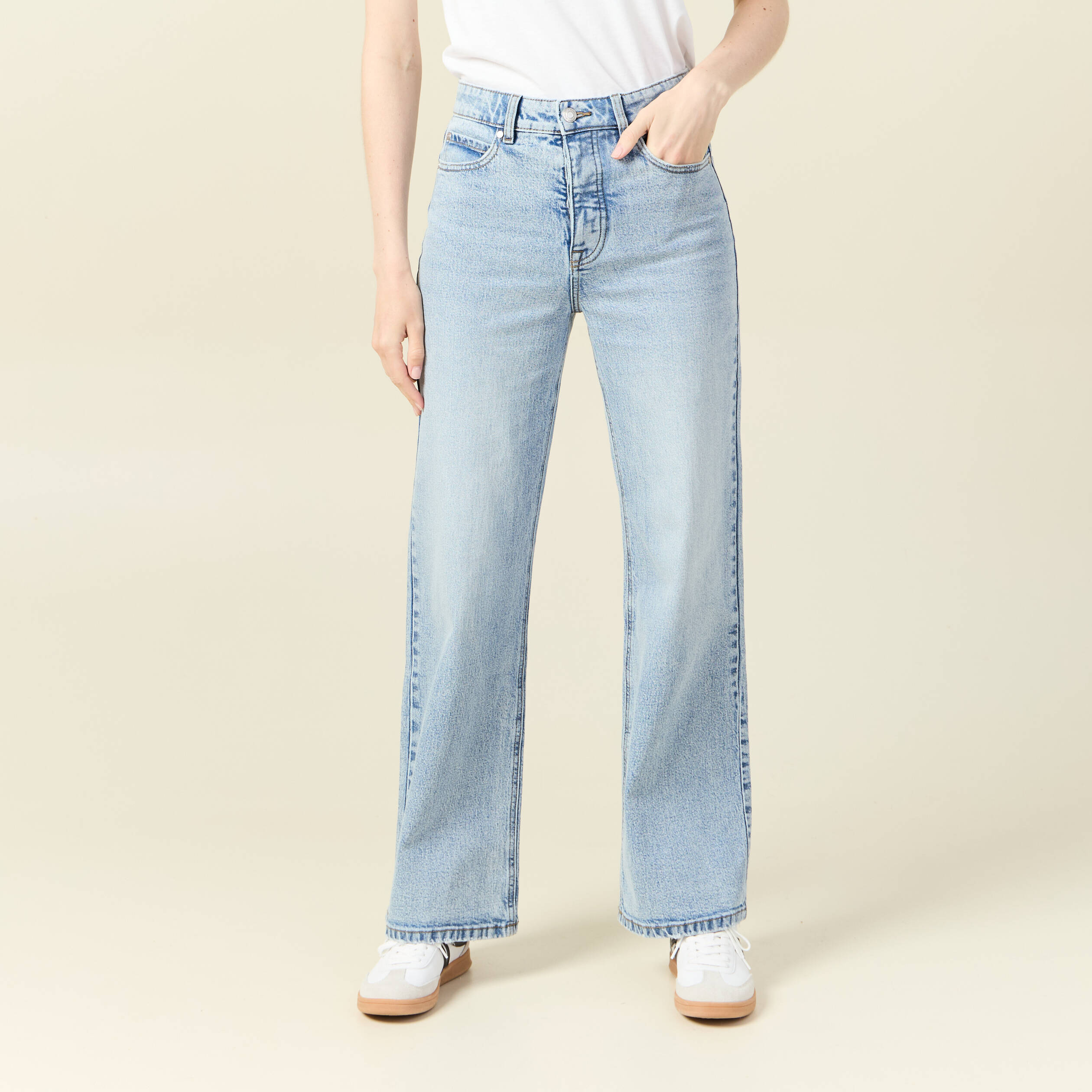 jeans large eco responsable denim snow bleu femme Jeans large éco-responsable denim snow bleu femme