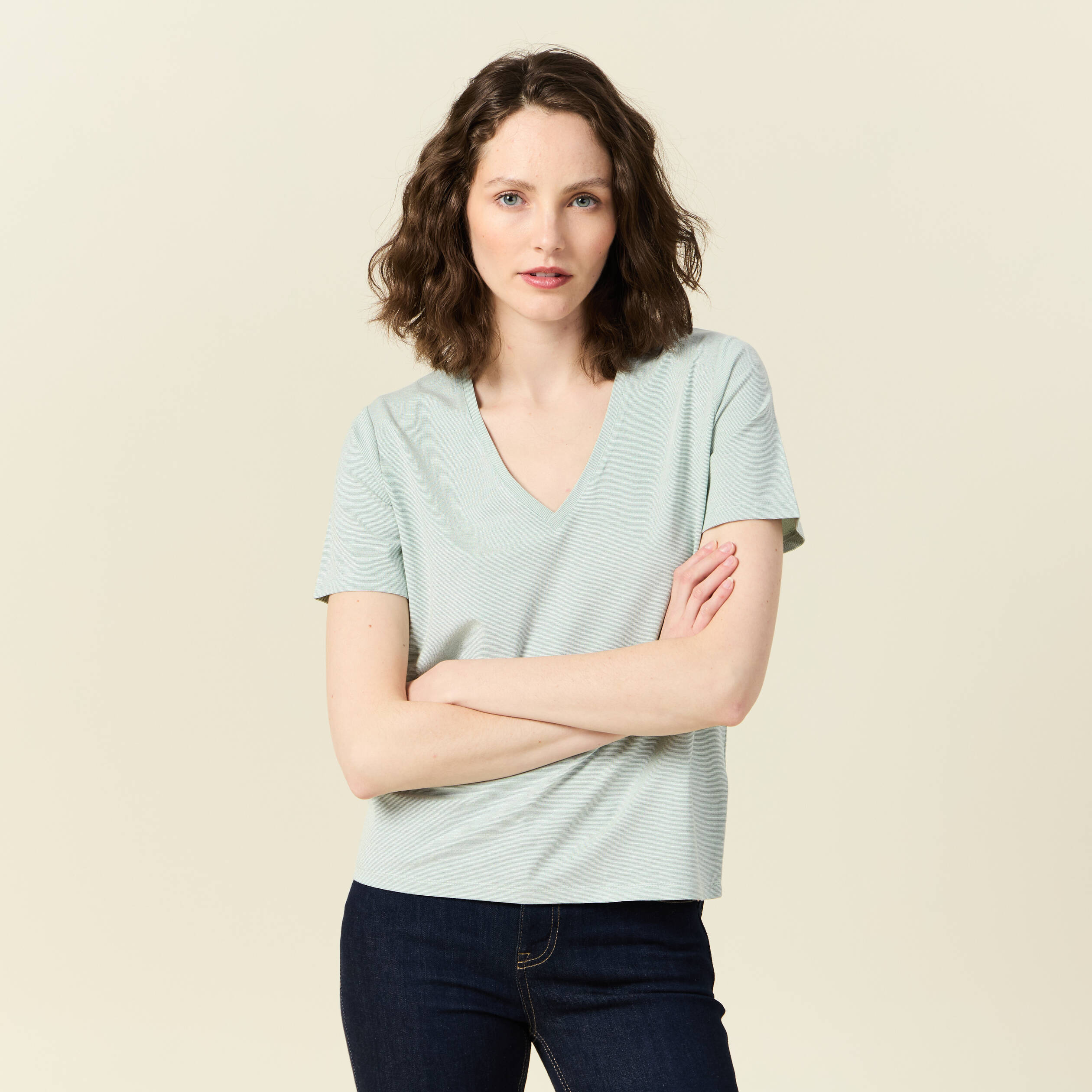 t shirt manches courtes vert clair femme T-shirt manches courtes vert clair femme