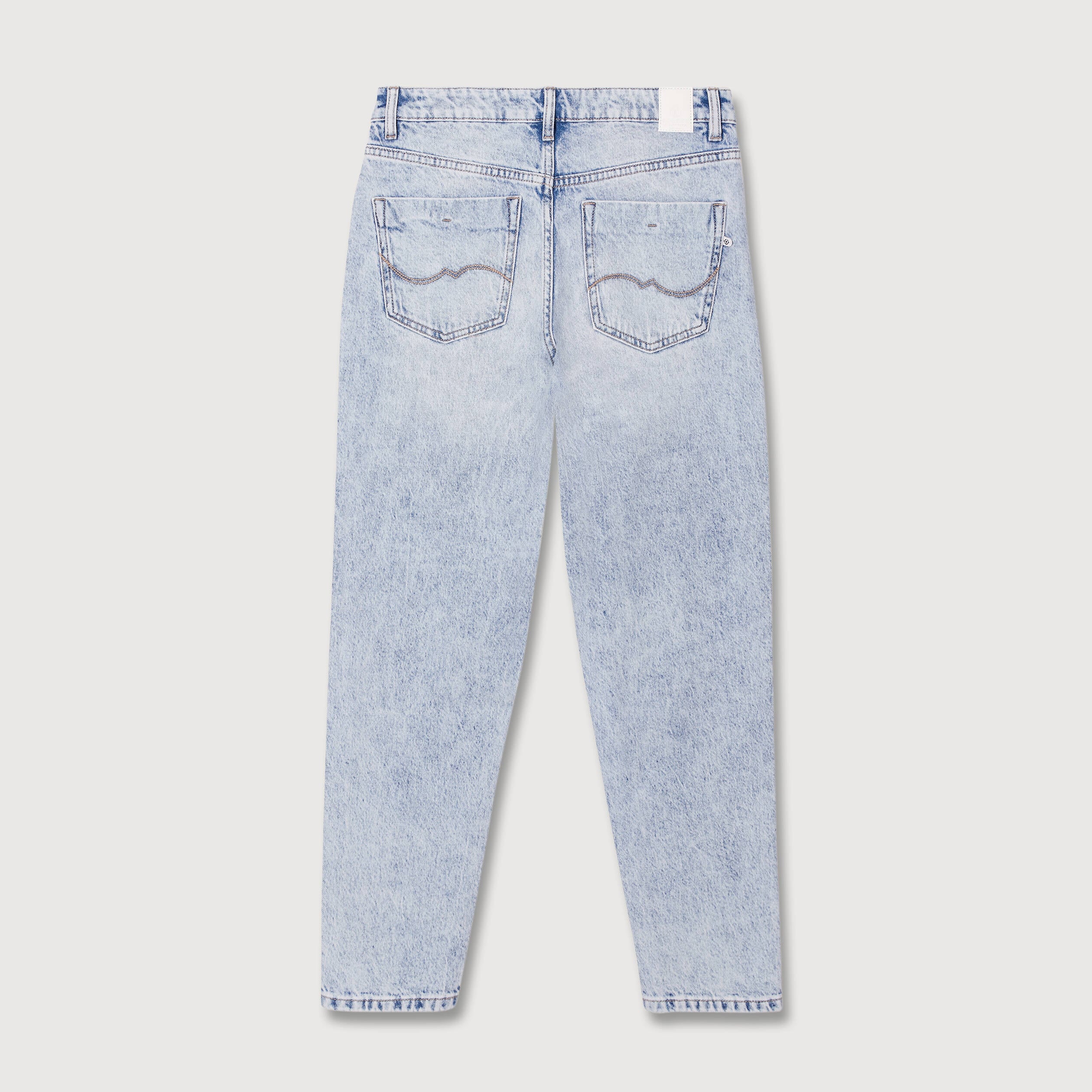Jeans mom 7/8&egrave;me denim snow bleu femme