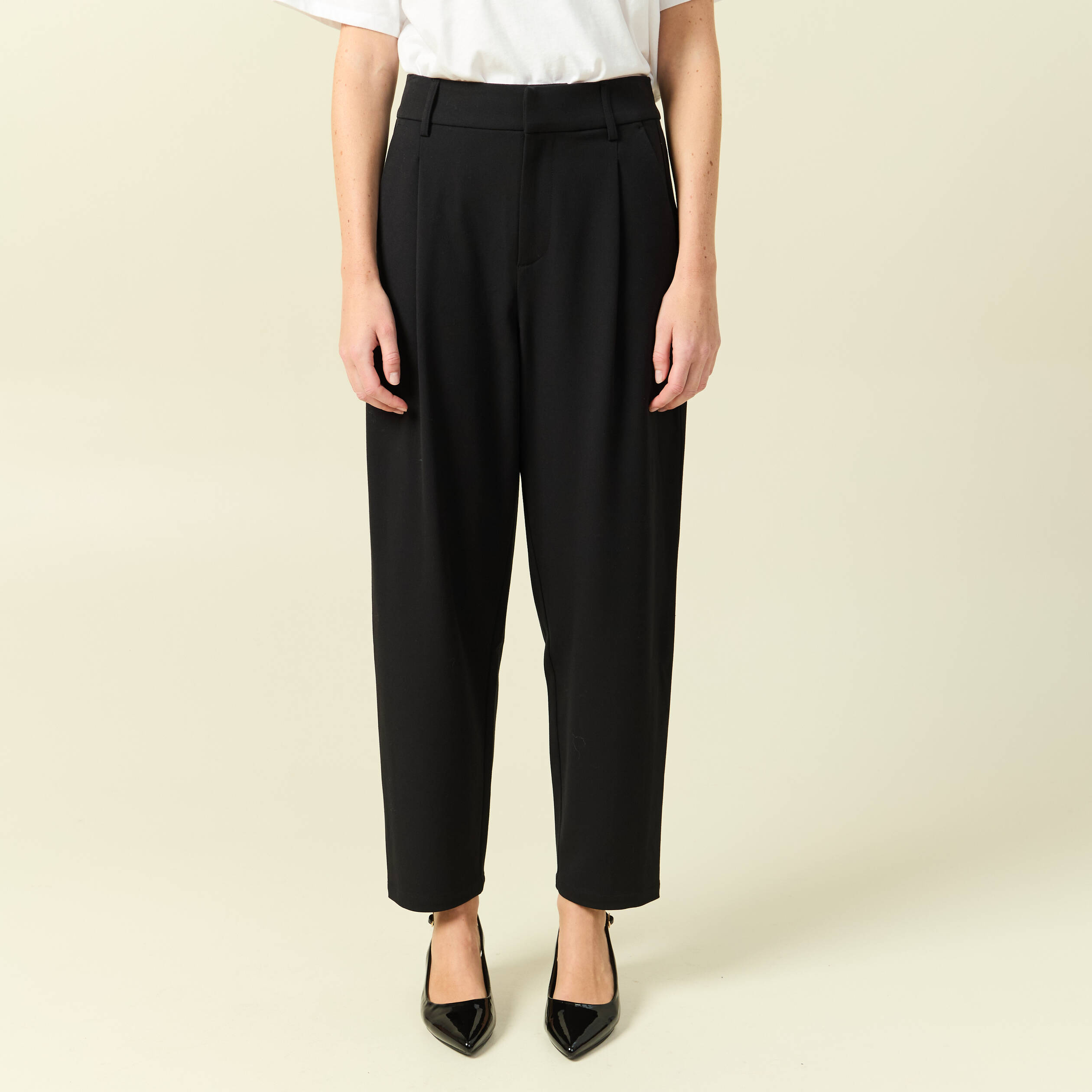 Pantalon slouchy taille haute 7/8&egrave;me noir femme