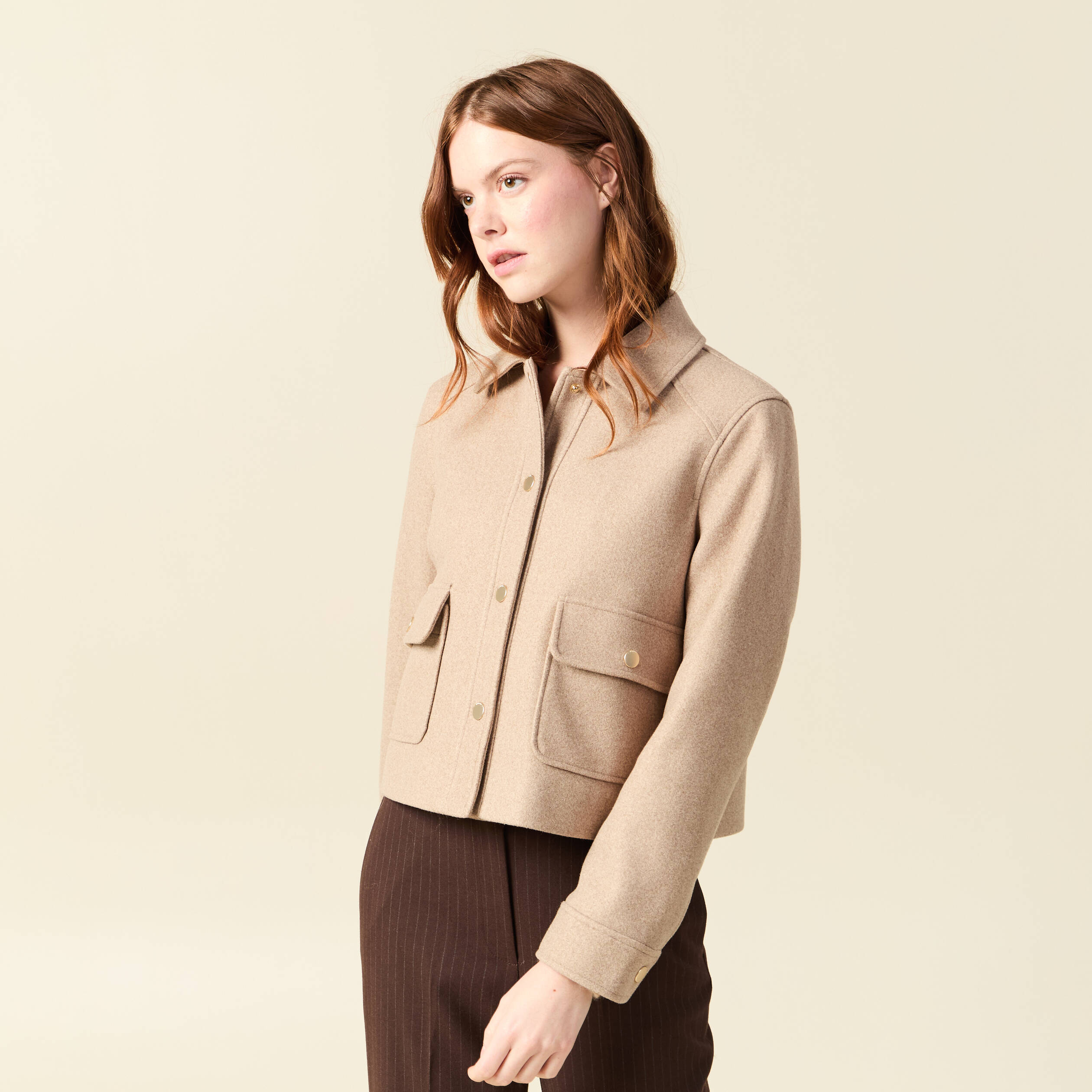 Blouson manches longues doubl&eacute; sable femme