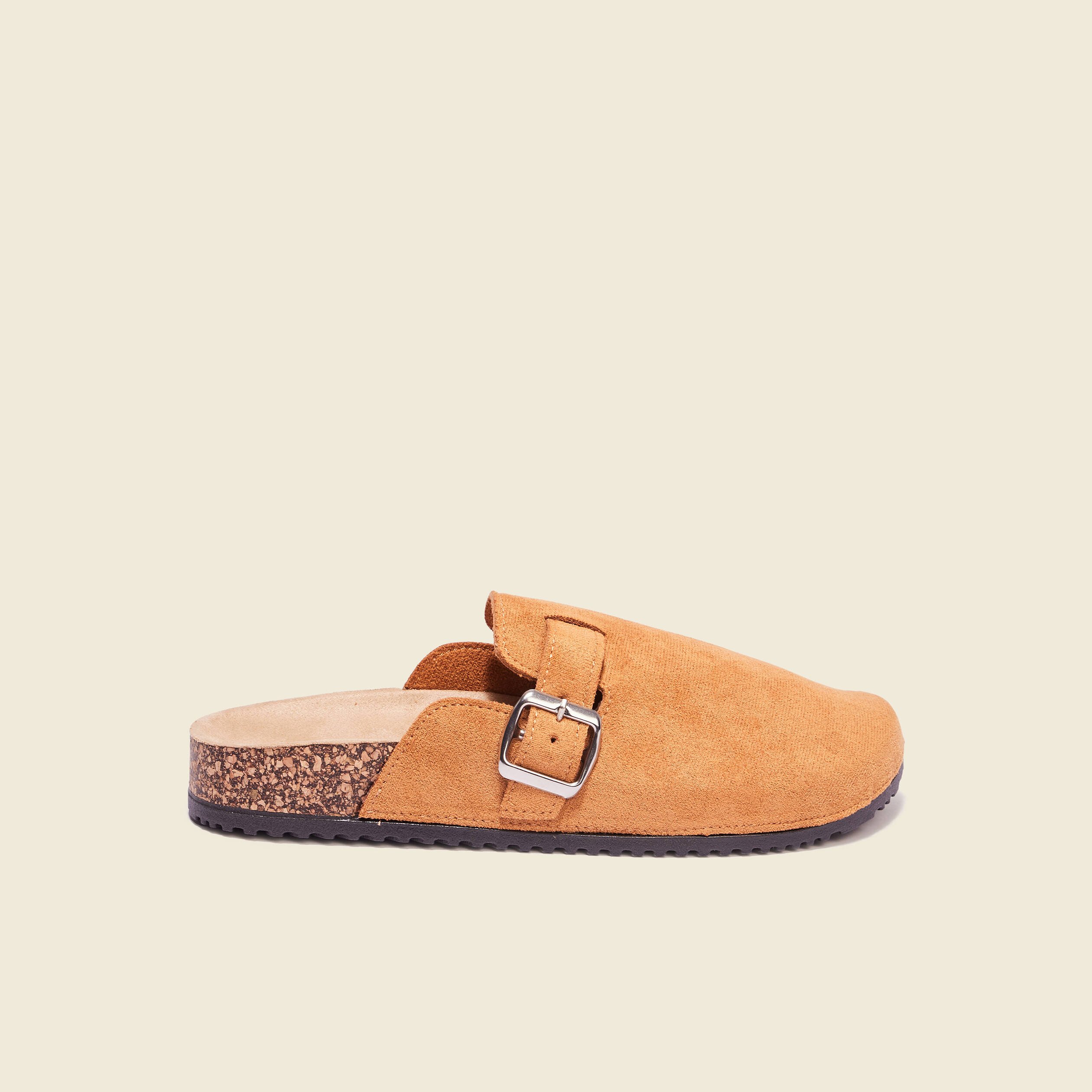 Mules plates suedine camel femme Bonobo