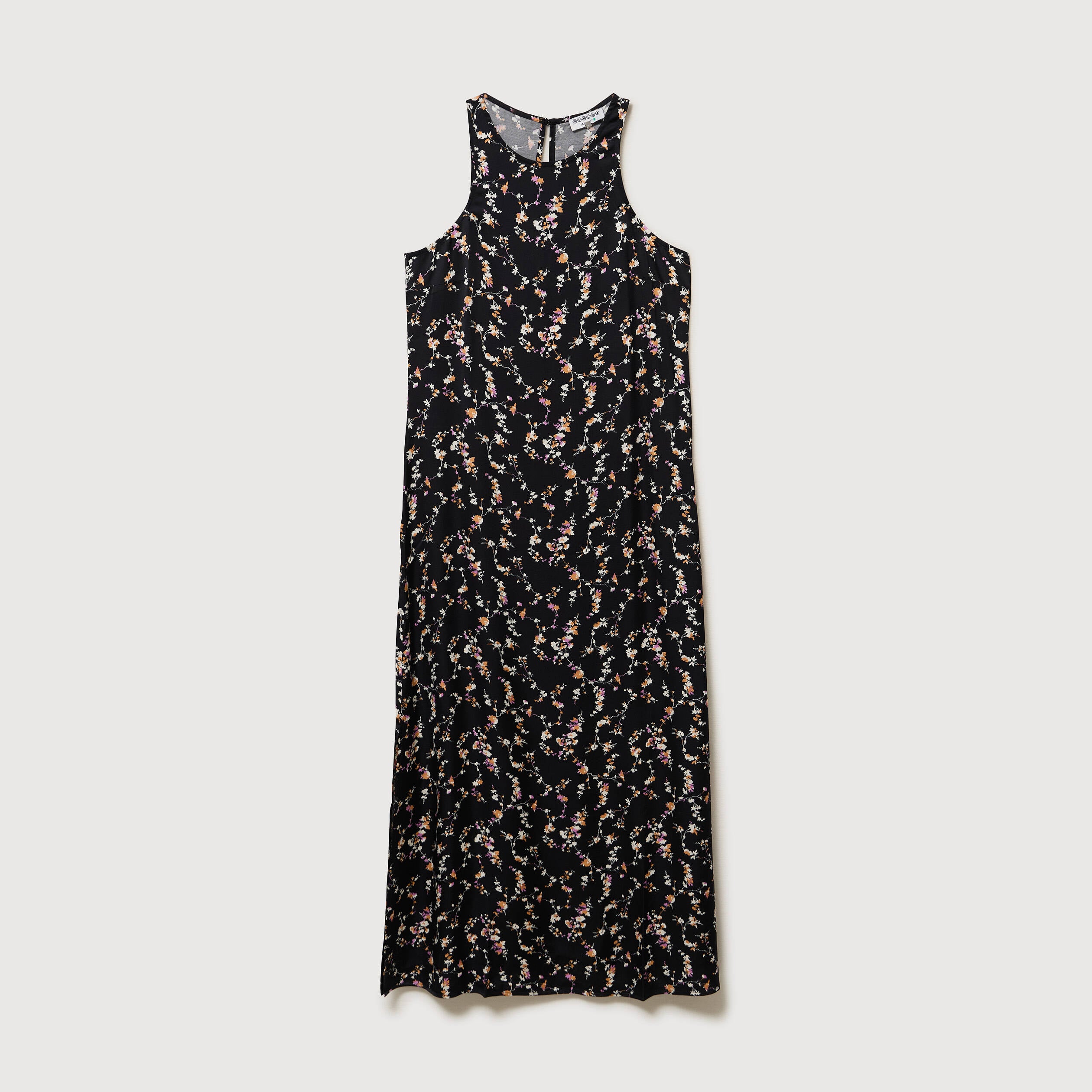 Robe longue droite sans manches noir femme