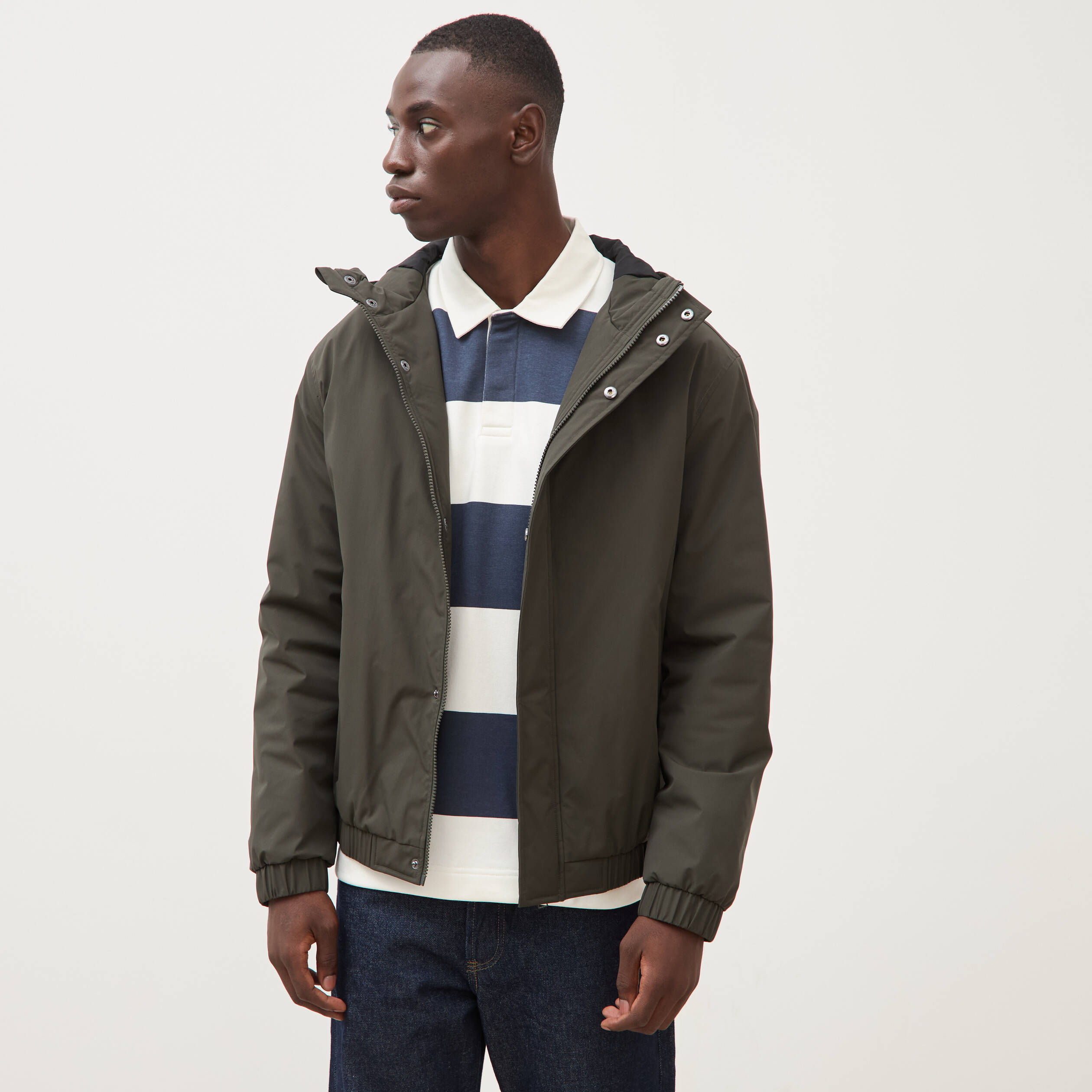 Parka coupe r&eacute;guli&egrave;re &agrave; capuche vert kaki homme