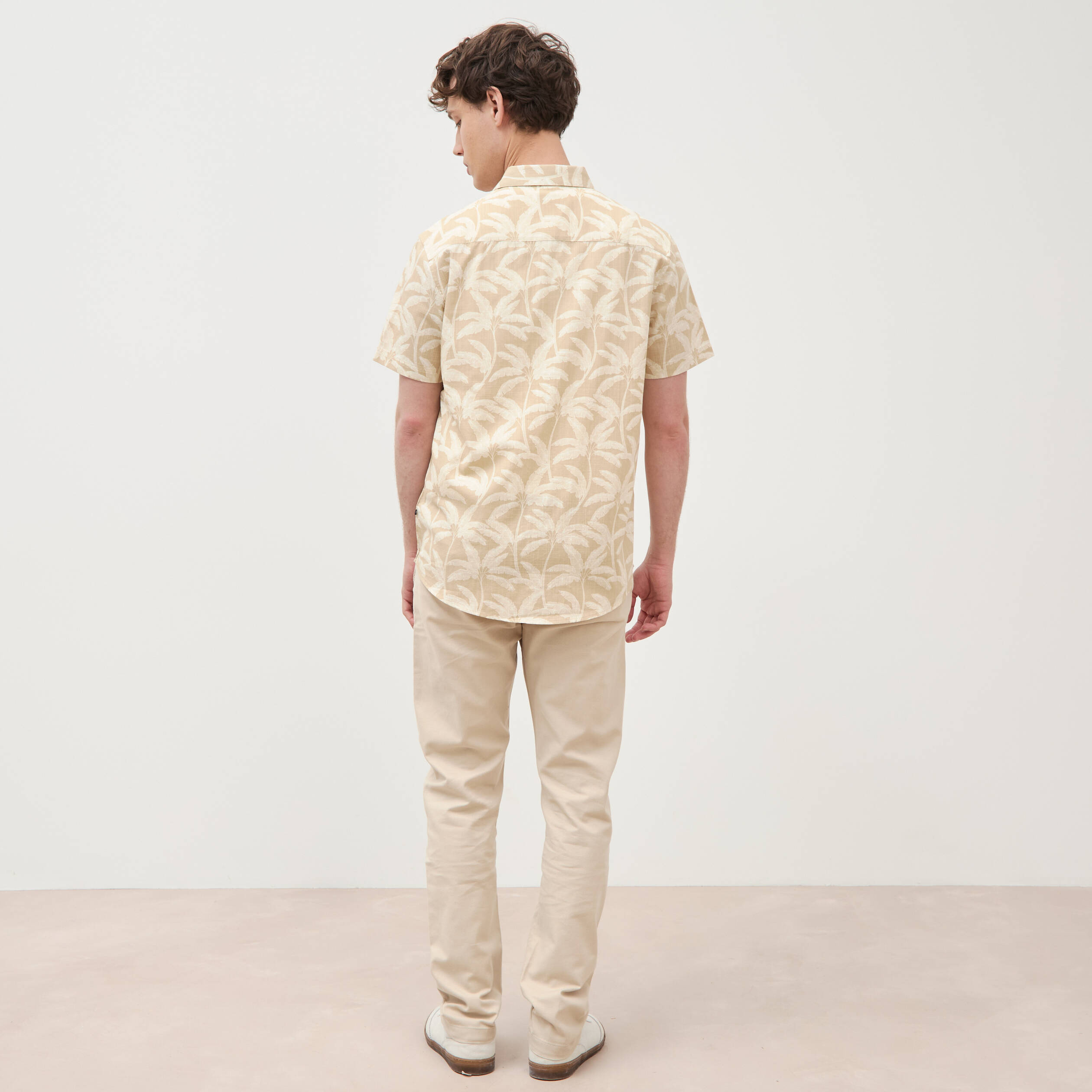 Chemise manches courtes beige moyen homme
