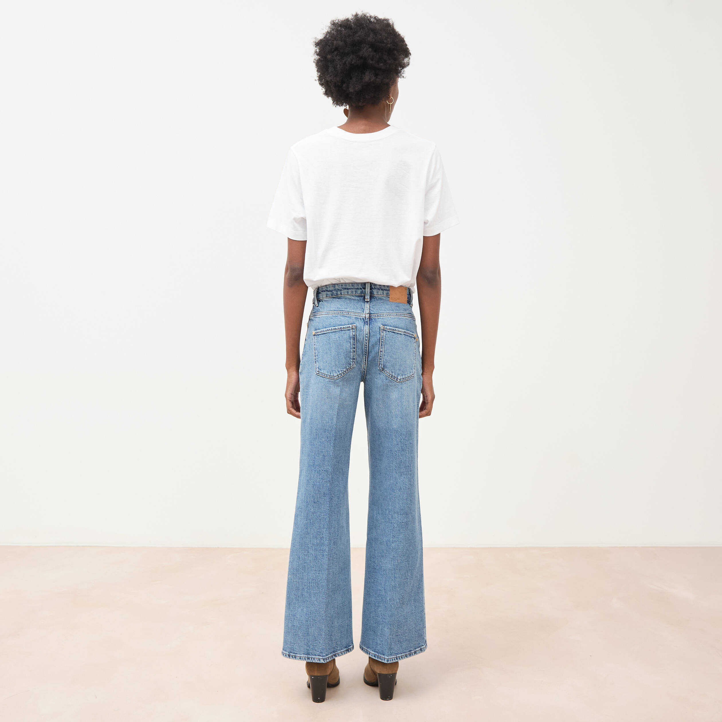 Jeans bootcut taille standard denim stone femme