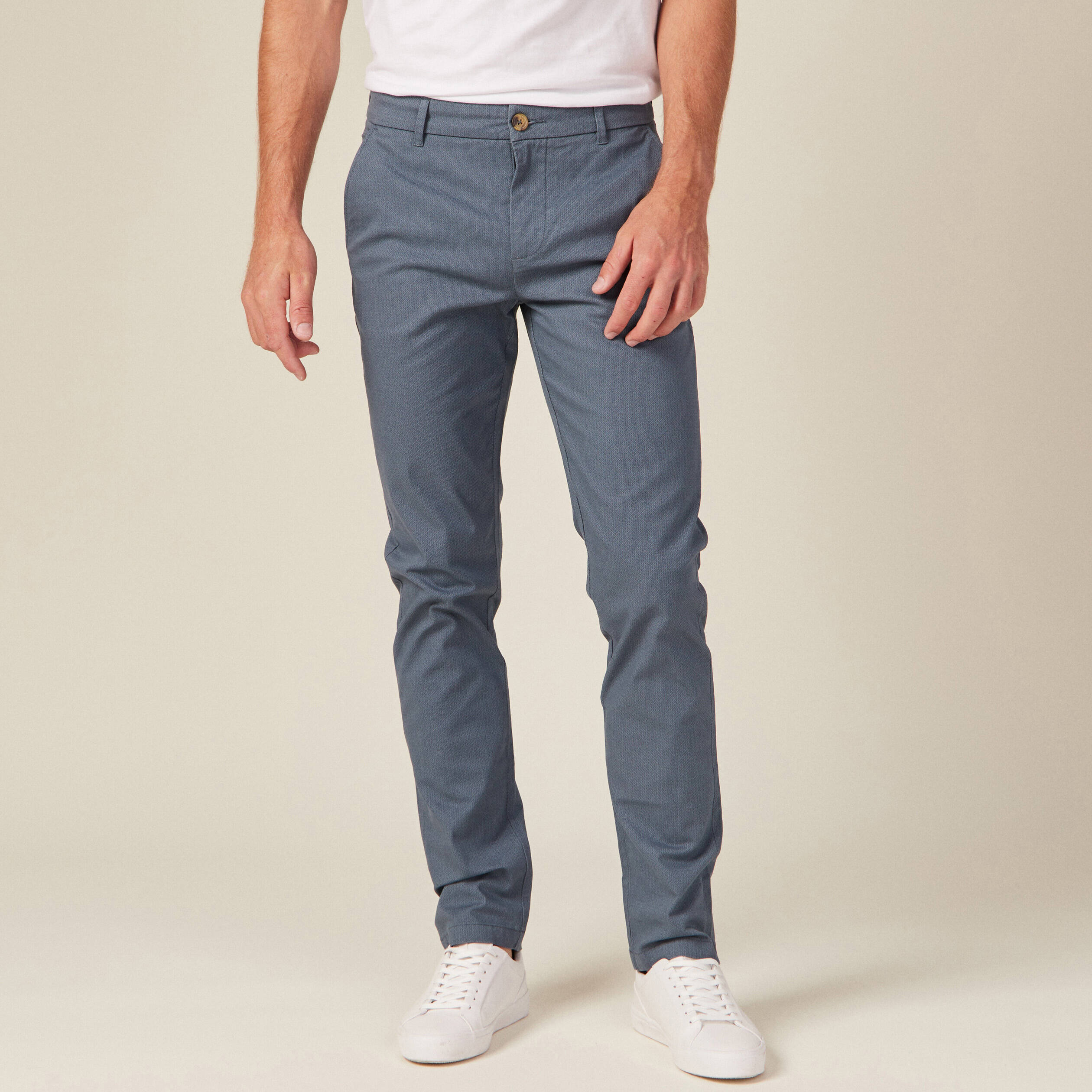 Pantalon slim Instinct chino bleu gris homme Bonobo