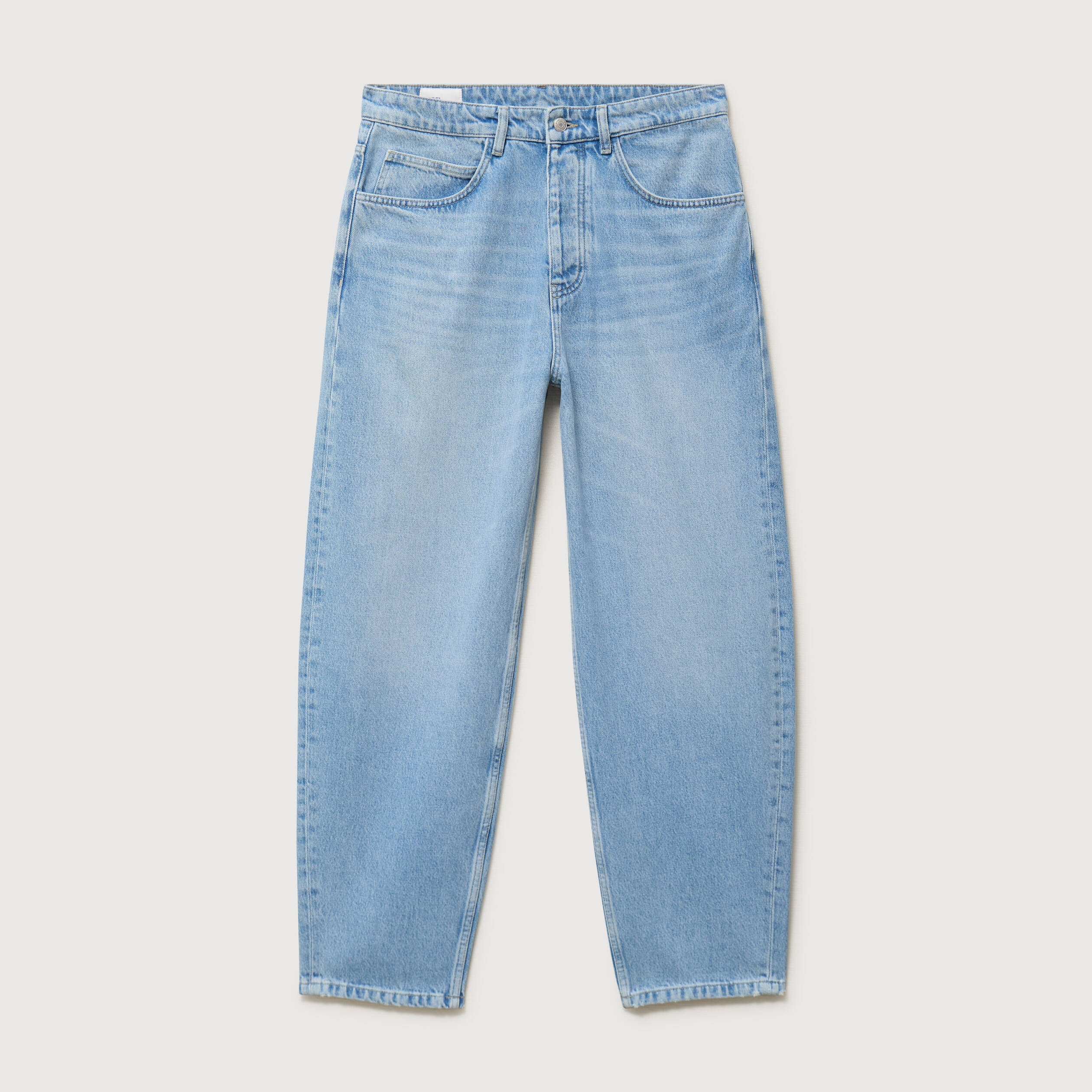 Jeans large longueur 32 en coton denim bleach homme