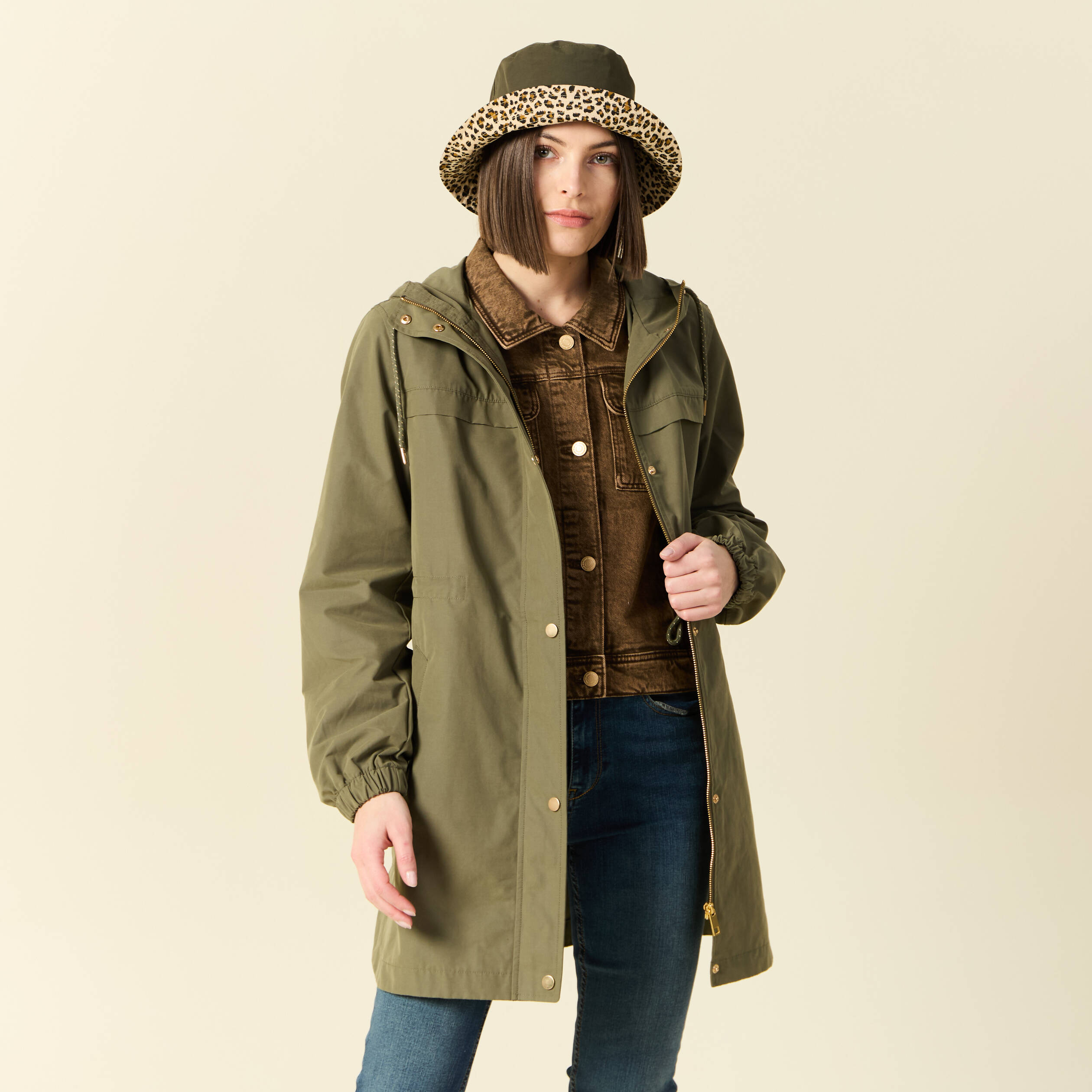 parka longue a capuche vert kaki femme Parka longue à capuche vert kaki femme