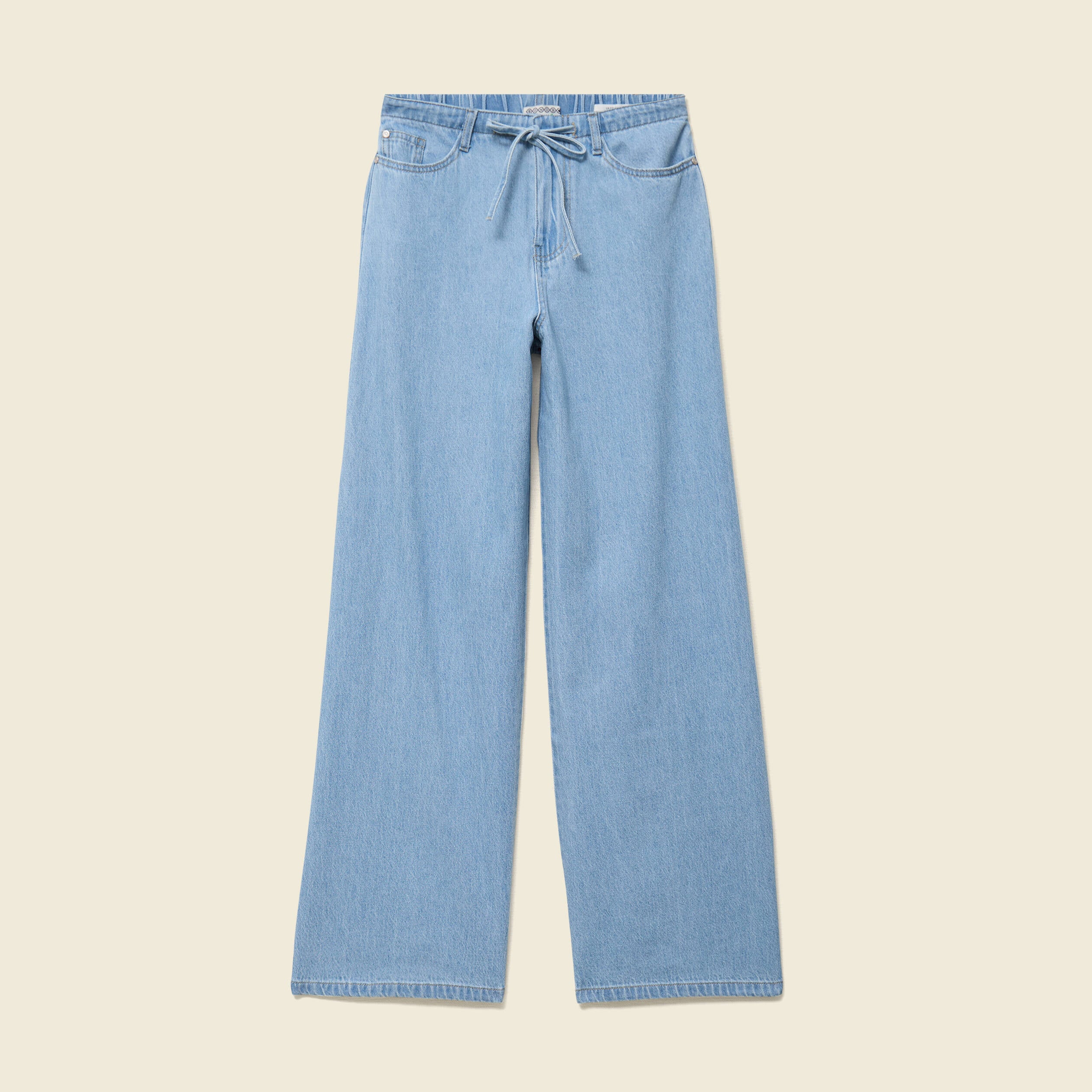 Jeans large taille standard en coton denim bleach femme