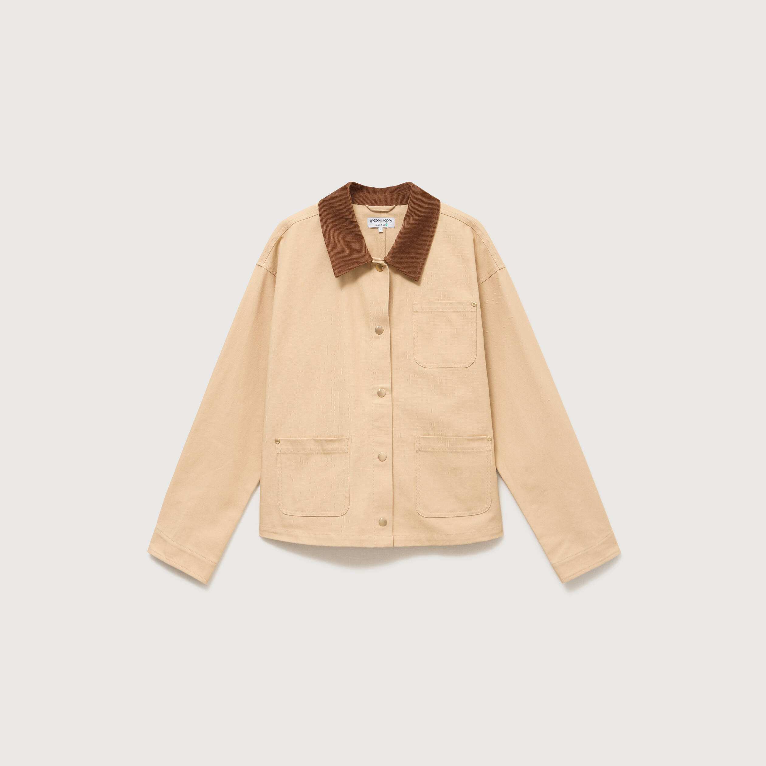 Veste manches longues col classique taupe femme