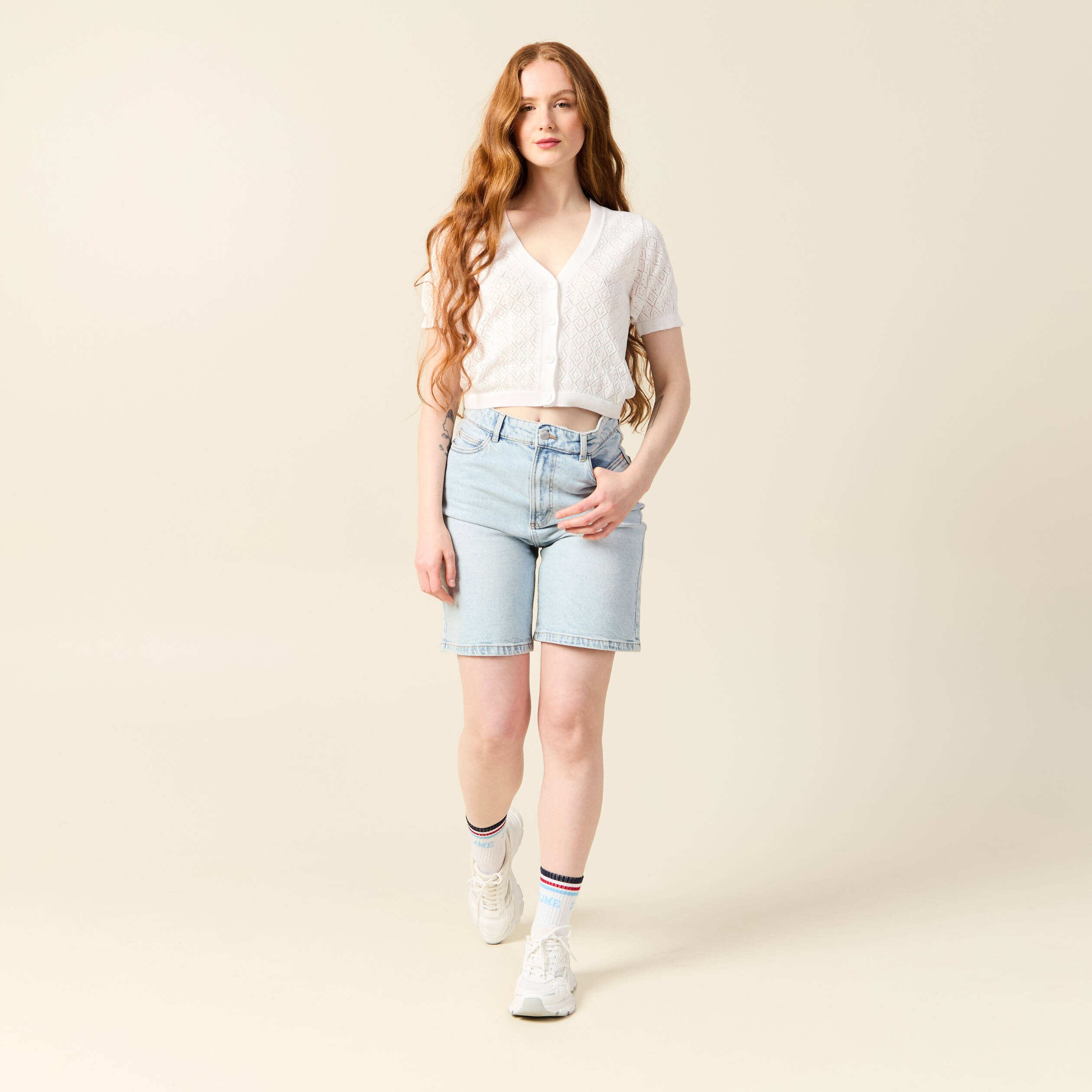 gilet manches courtes ajoure ecru femme Gilet manches courtes ajouré ecru femme