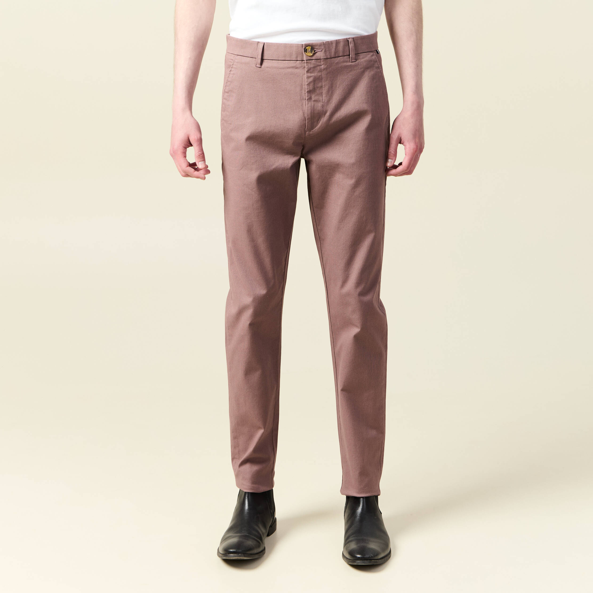 Pantalon chino slim vieux rose homme