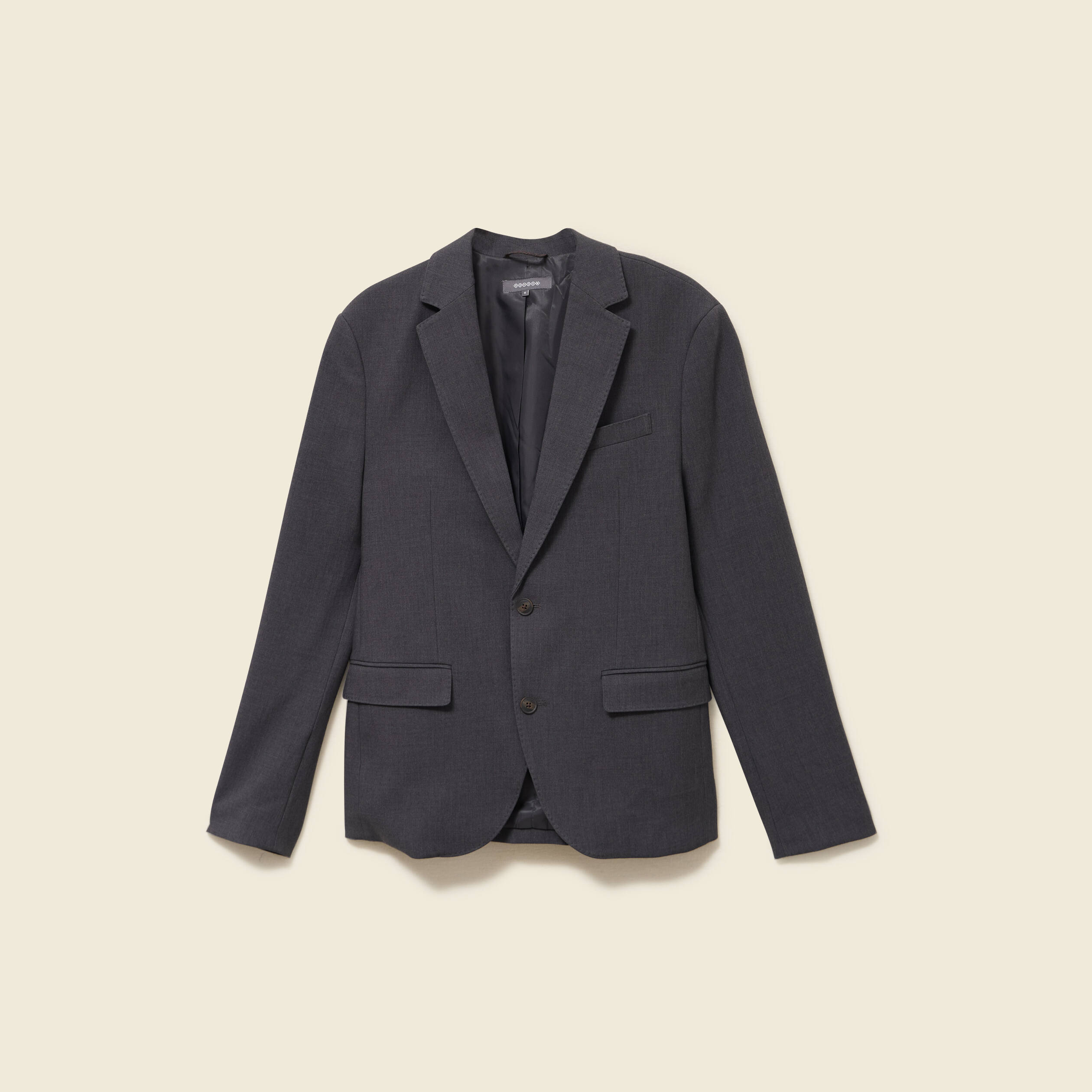 Blazer manches longues col tailleur gris fonc&eacute; homme