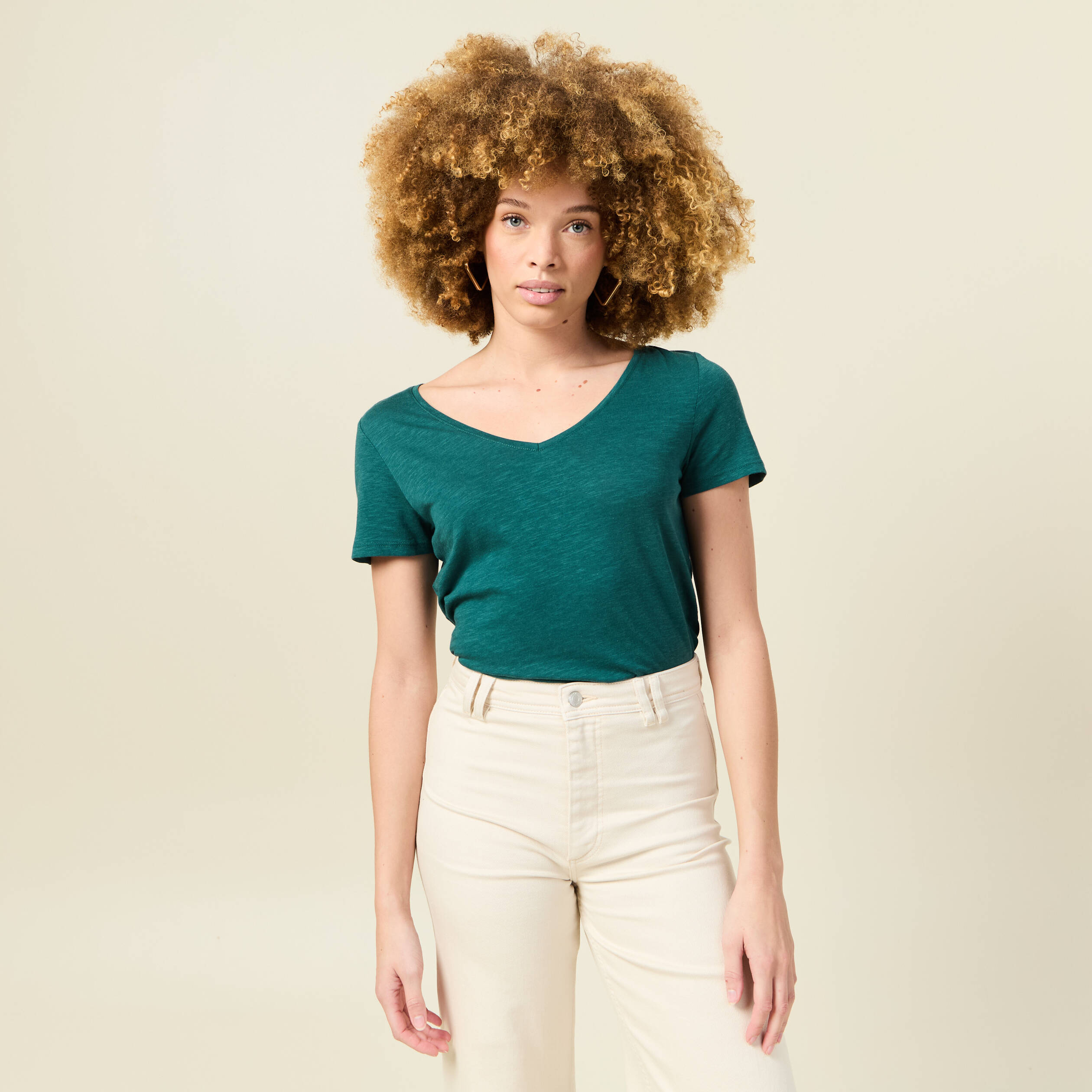 t shirt manches courtes vert canard femme T-shirt manches courtes vert canard femme