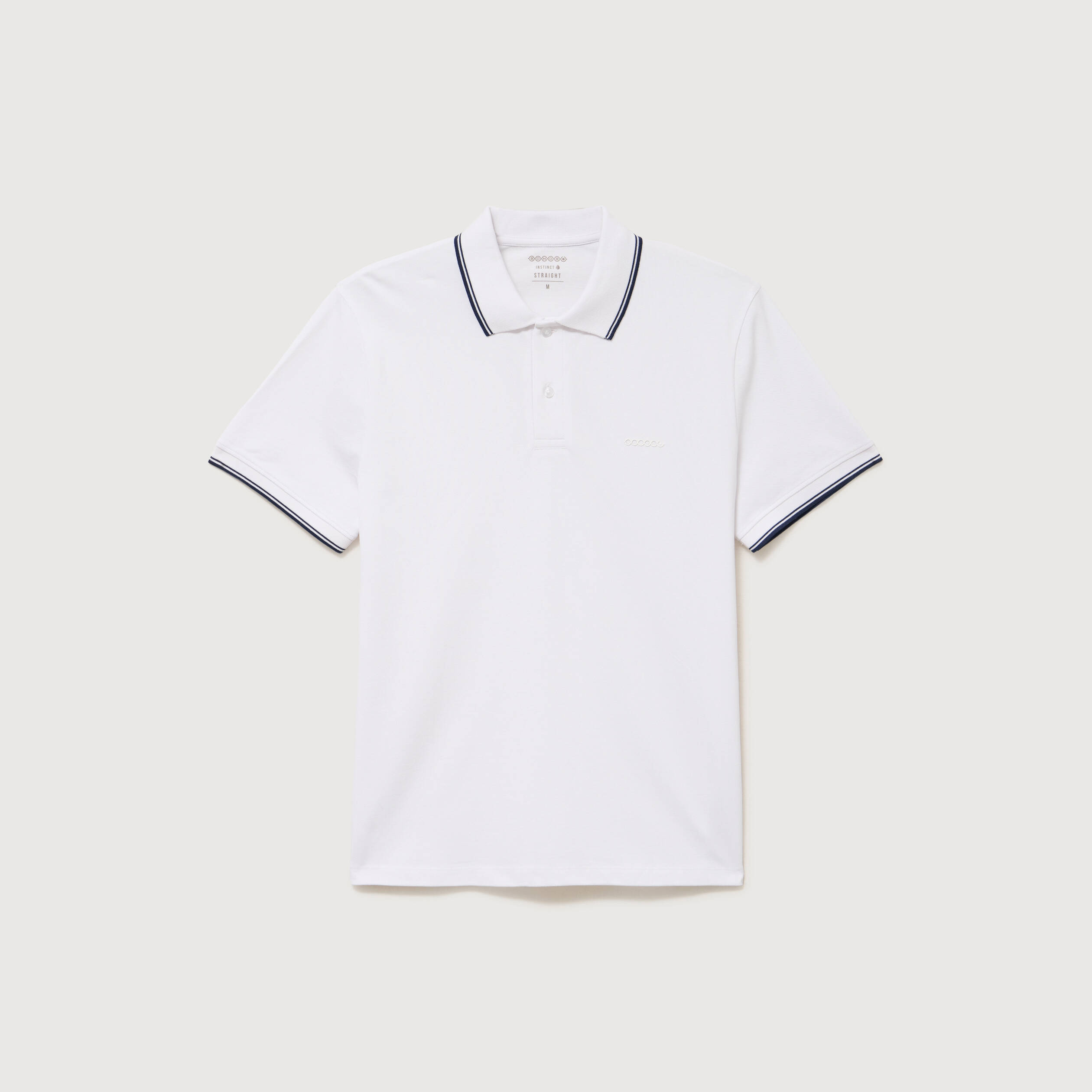 Polo cintr&eacute; en coton manches courtes blanc homme
