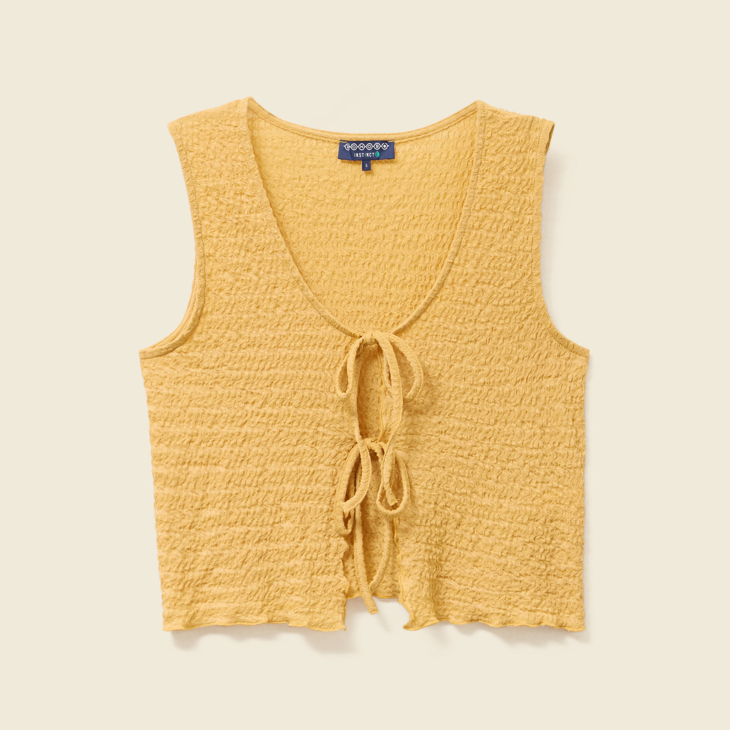 debardeur droit cropped col rond jaune moutarde femme Débardeur droit cropped col rond jaune moutarde femme