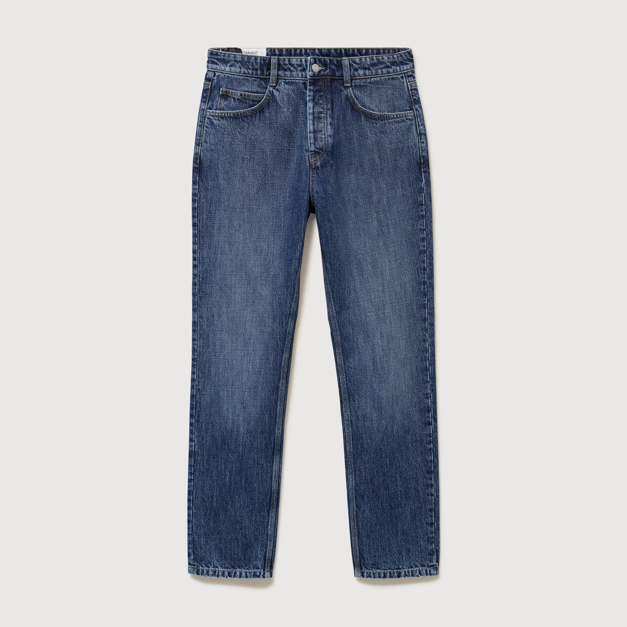 Jeans straight en coton longueur 32 denim stone homme