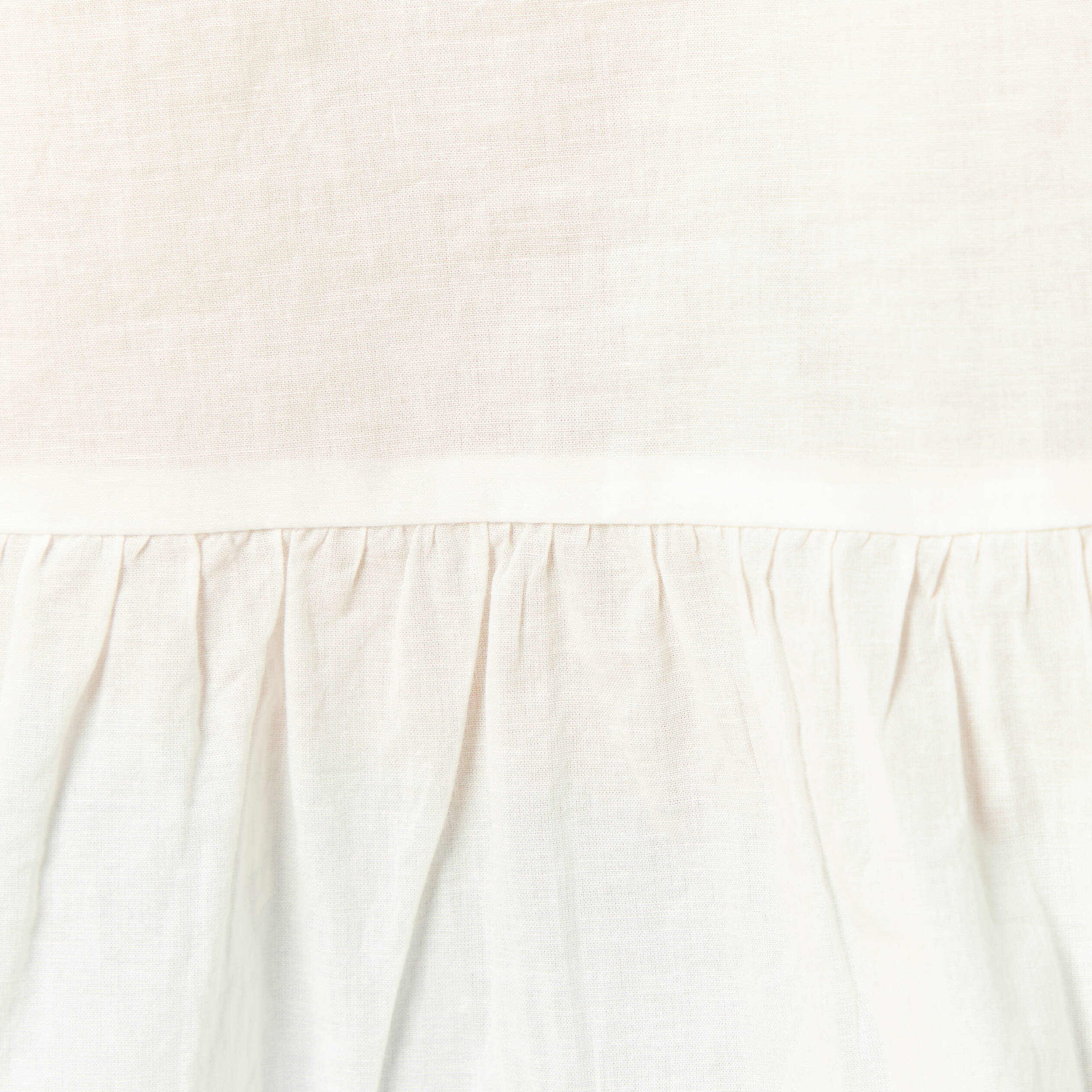 Chemise brod&eacute;e en coton manches longues ecru femme
