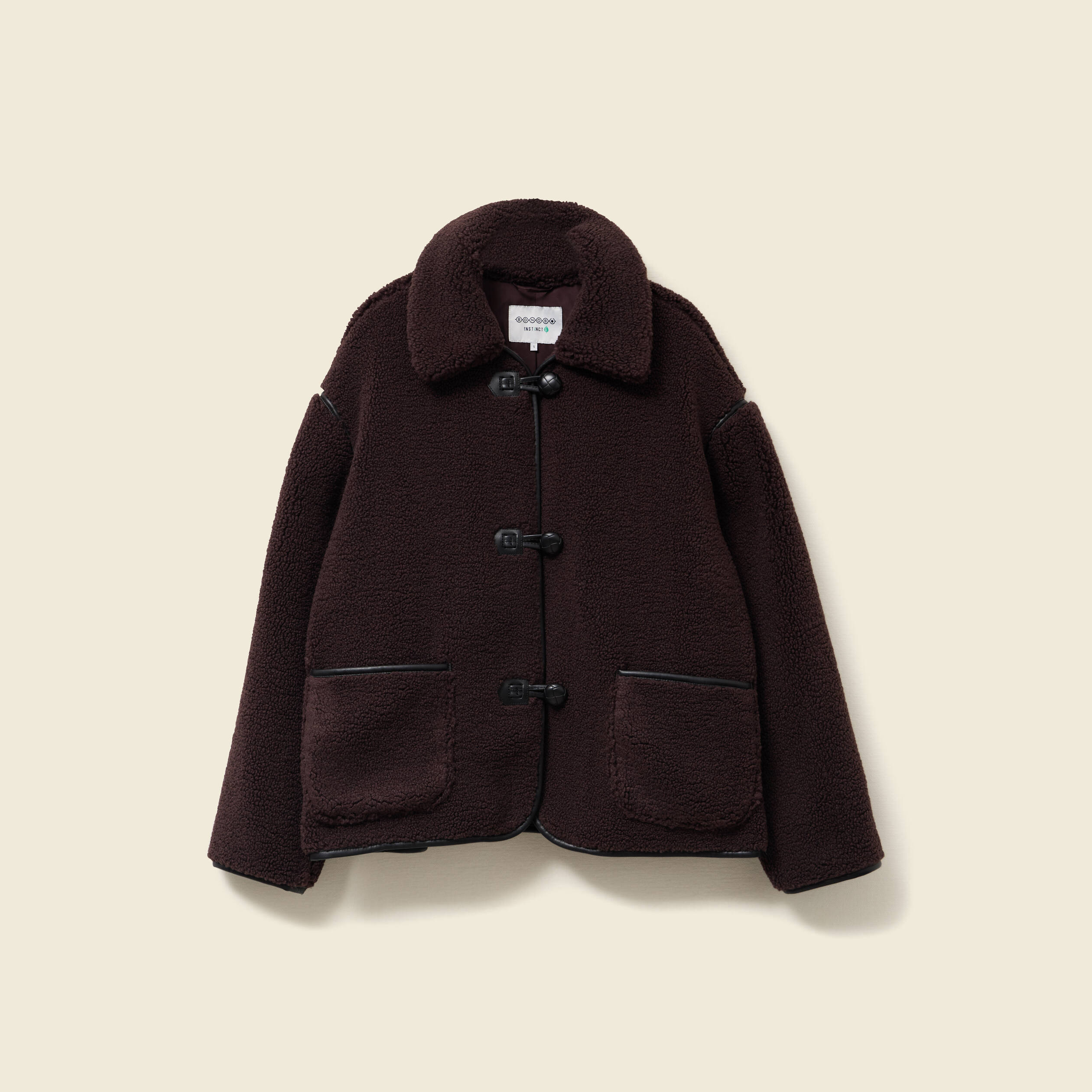 manteau court droit effet polaire marron fonce femme Manteau court droit effet polaire marron foncé femme