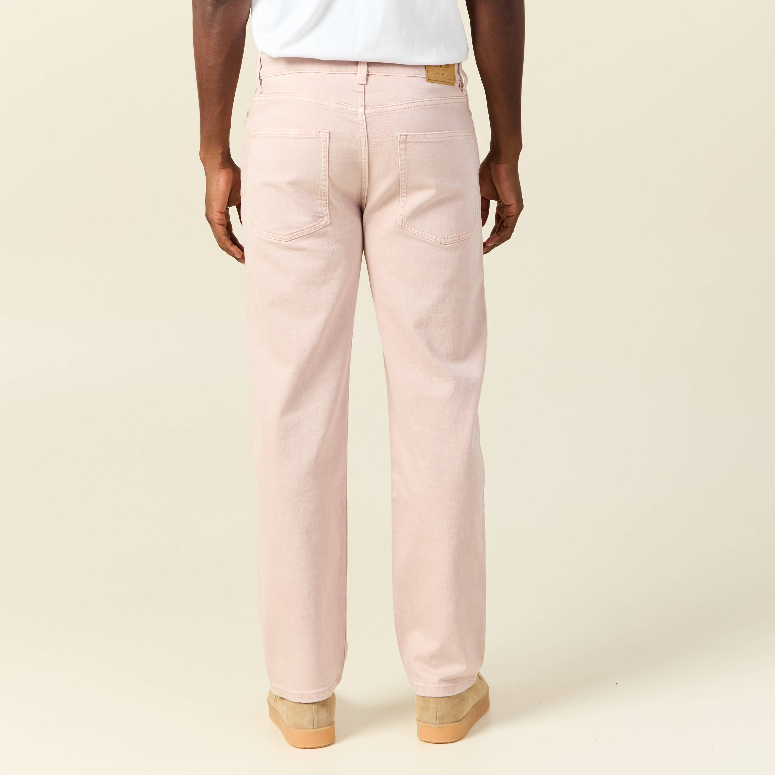 Jeans relax 5 poches rose homme