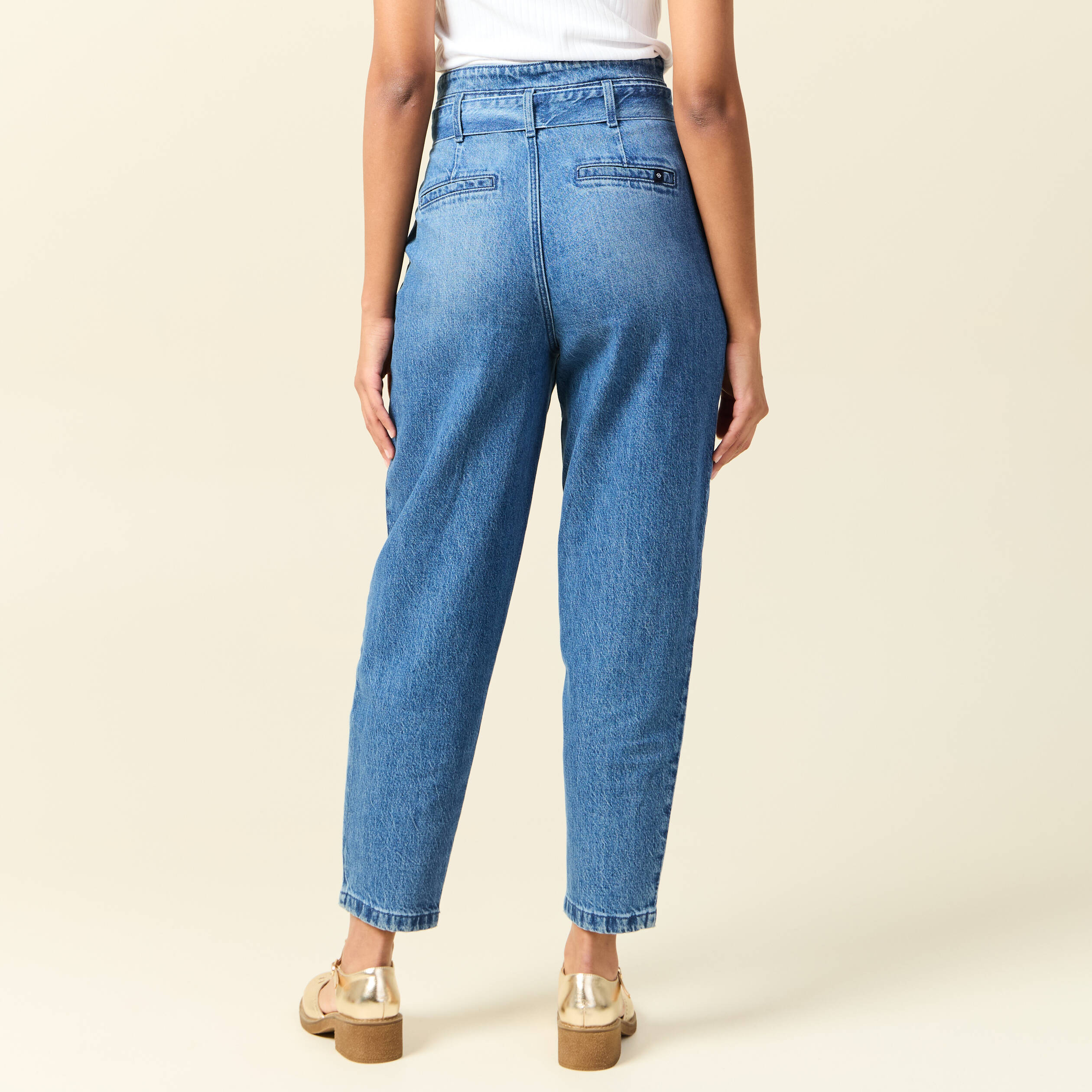jeans slouchy taille haute denim stone femme Jeans slouchy taille haute denim stone femme