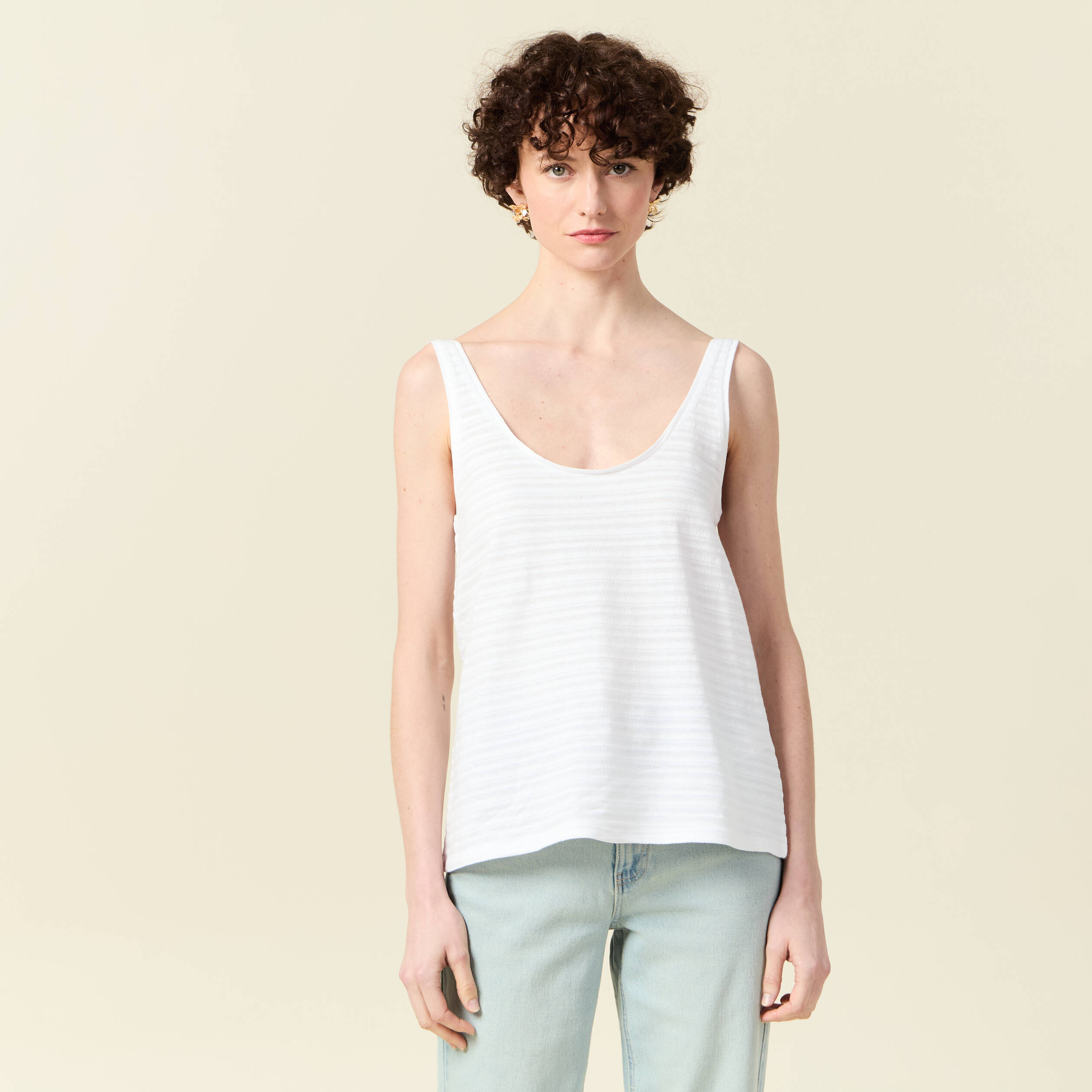 debardeur sans manches blanc femme Débardeur sans manches blanc femme
