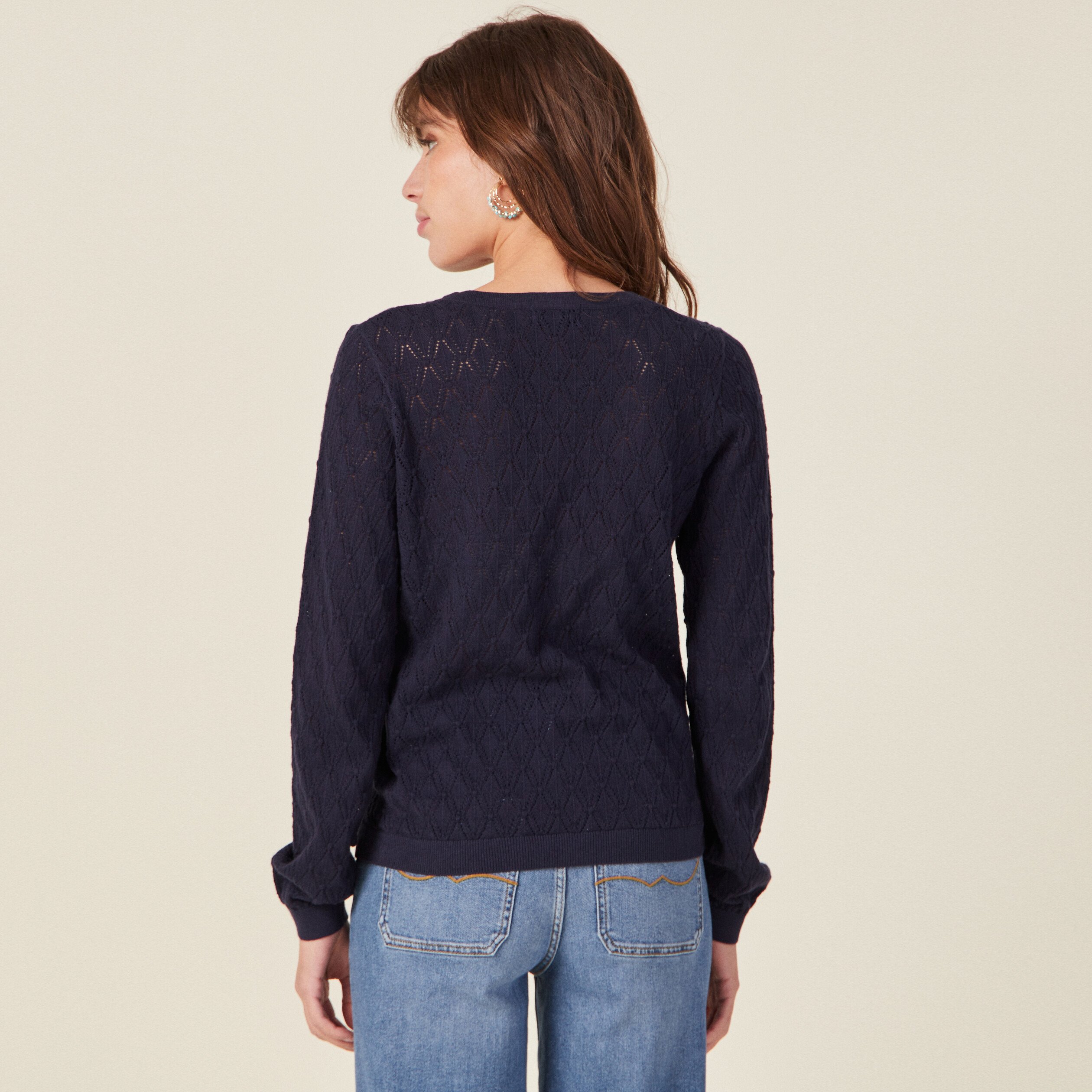 gilet col en v boutonne bleu marine femme Gilet col en V boutonné bleu marine femme