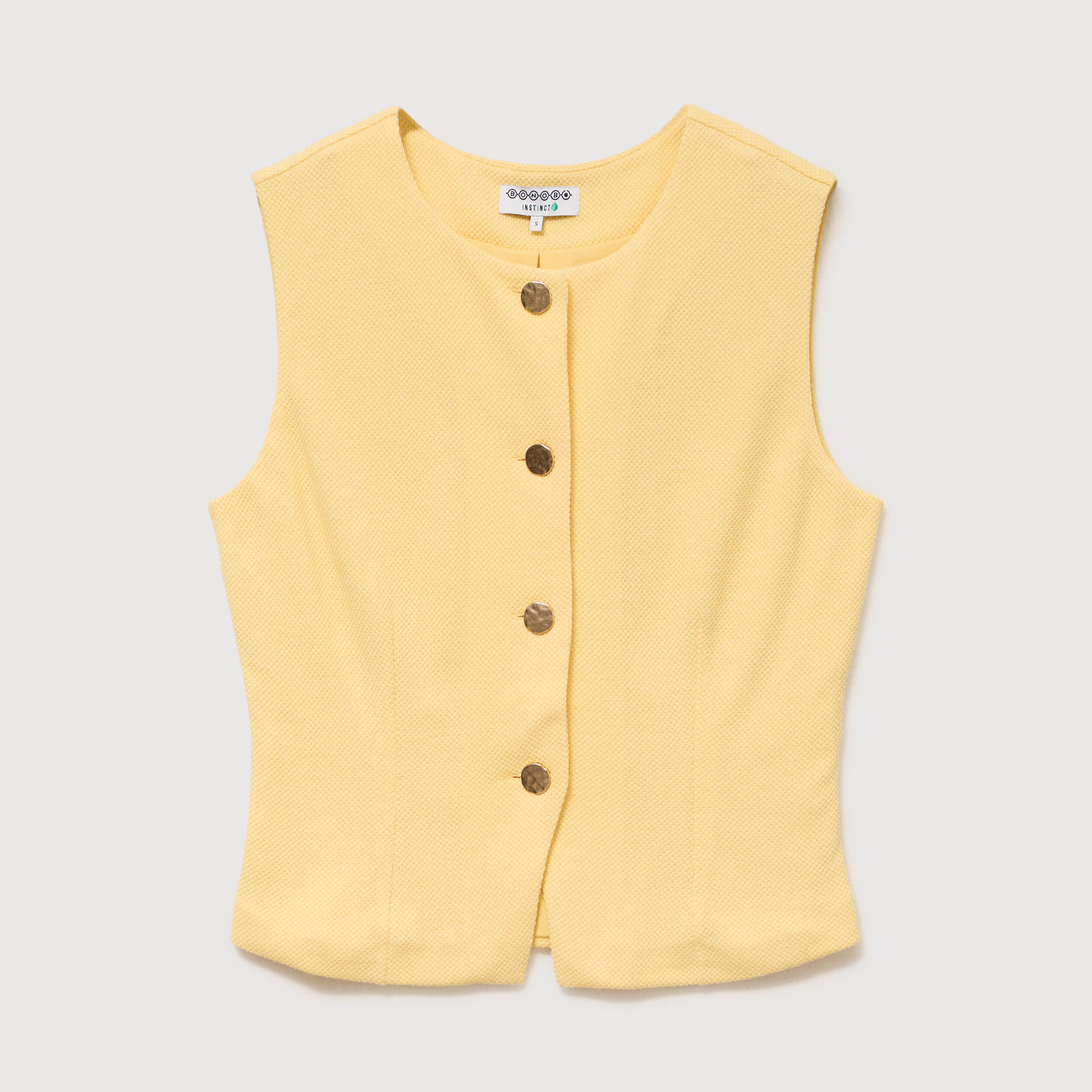 D&eacute;bardeur droit col rond doubl&eacute; jaune clair femme