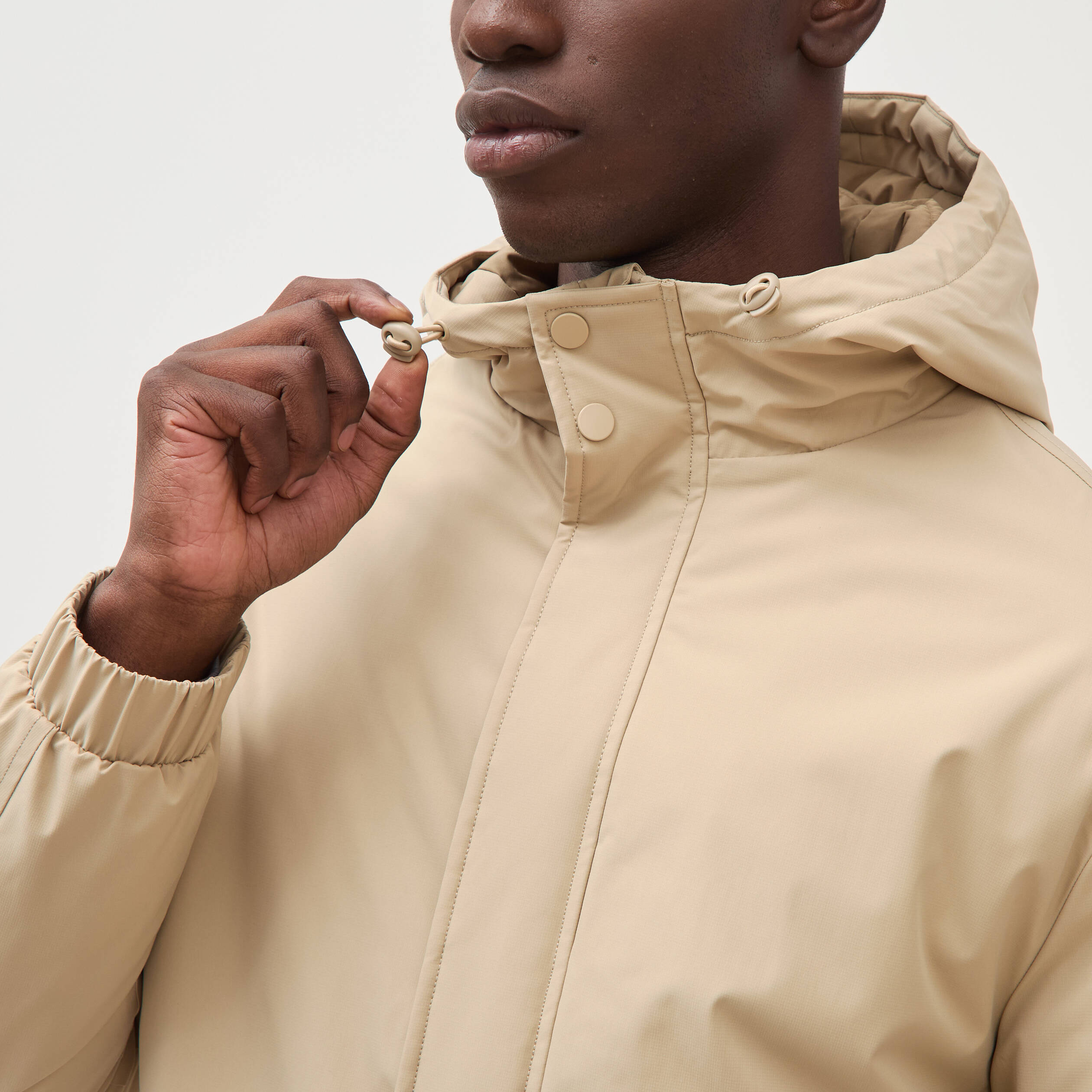 Parka coupe r&eacute;guli&egrave;re &agrave; capuche beige homme