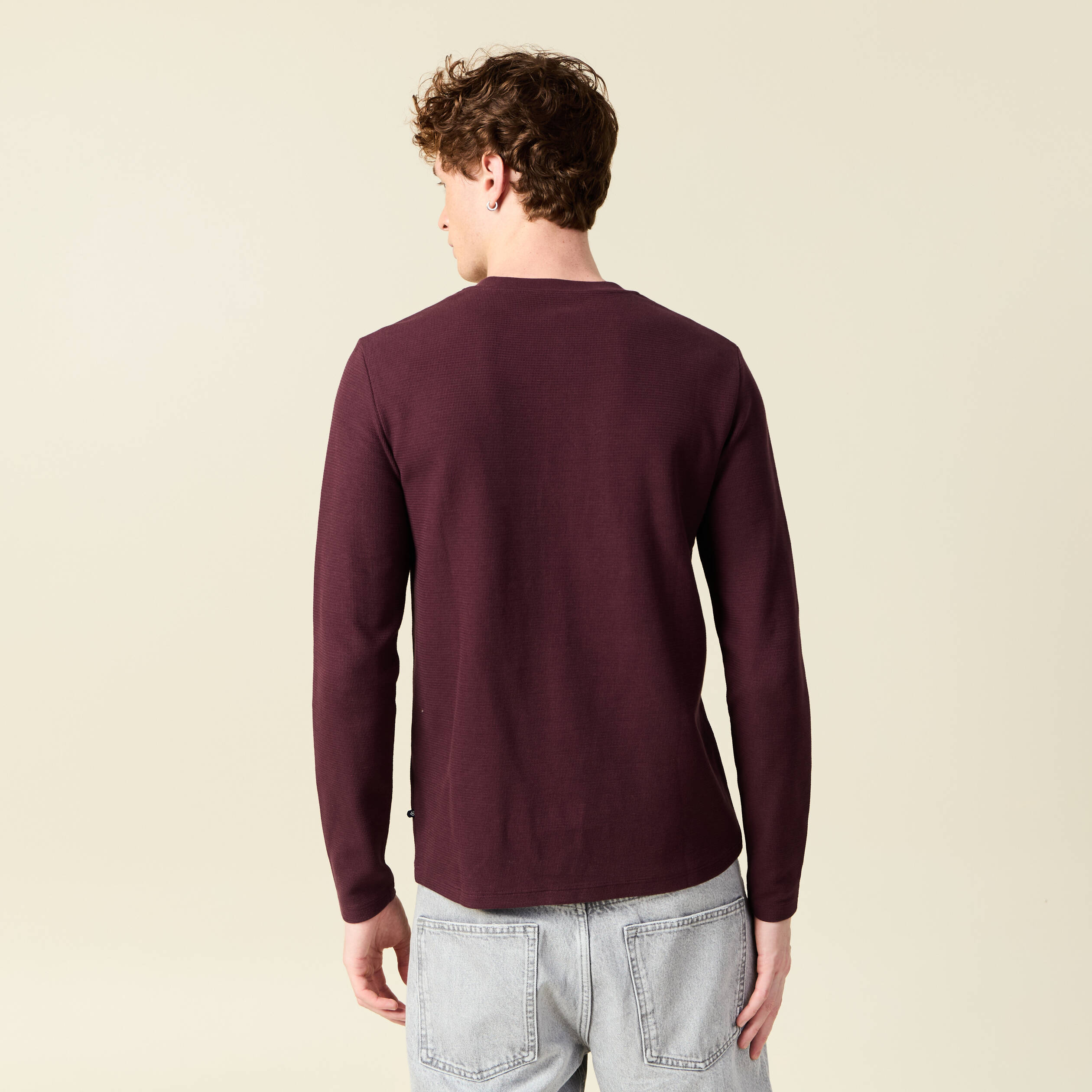 T-shirt manches longues bordeaux homme