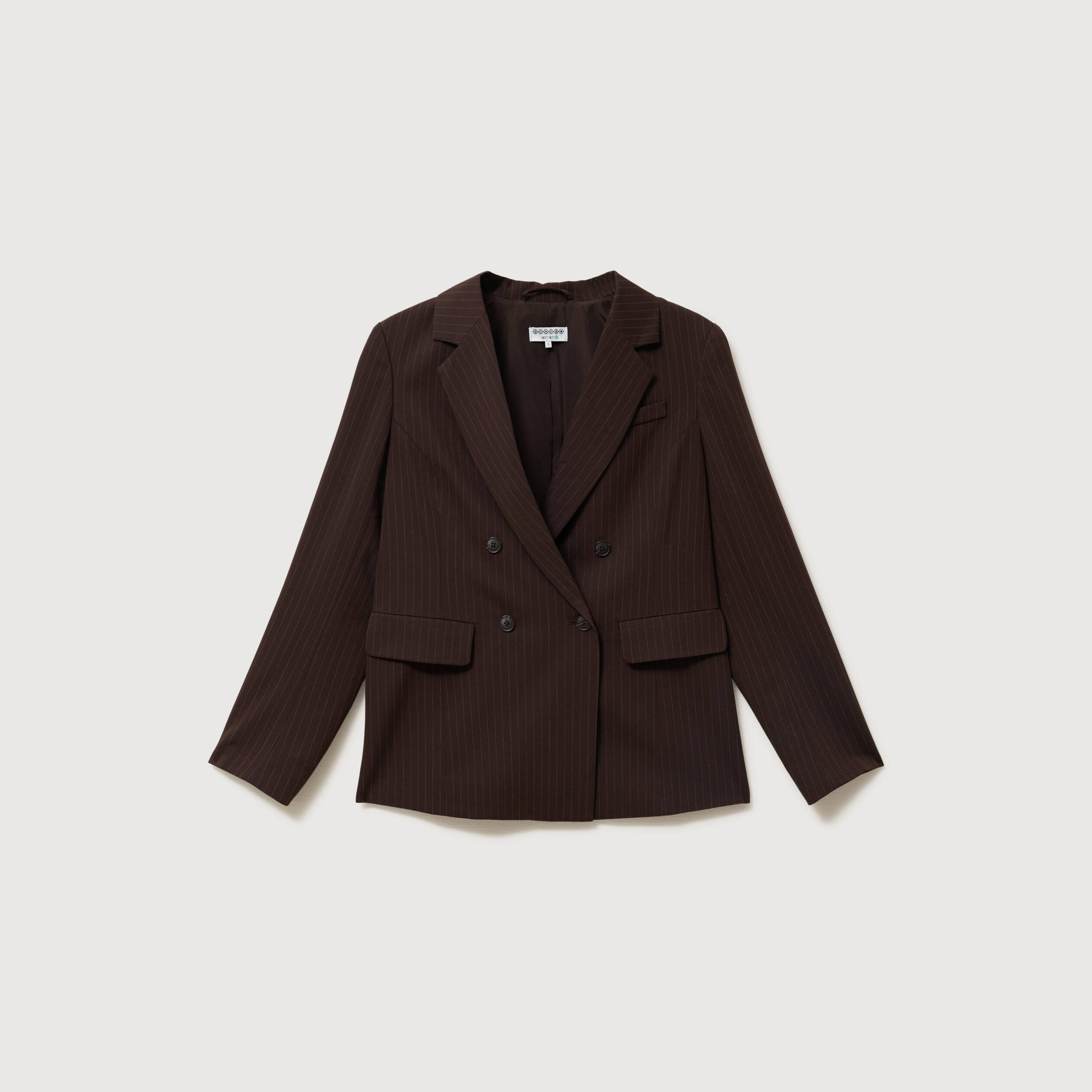 Blazer manches longues col tailleur marron fonc&eacute; femme