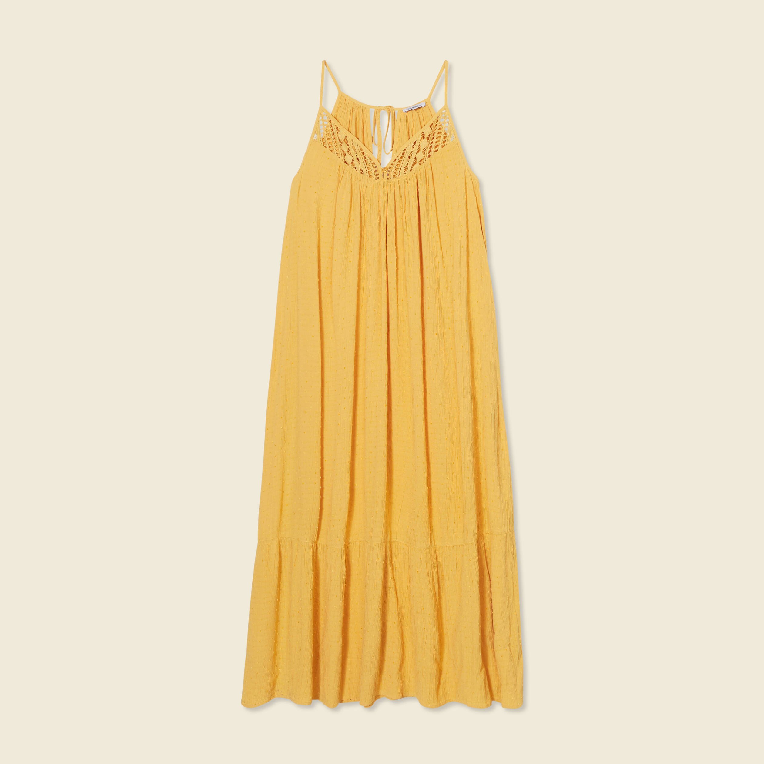 robe longue evasee fluide jaune femme Robe longue évasée fluide jaune femme