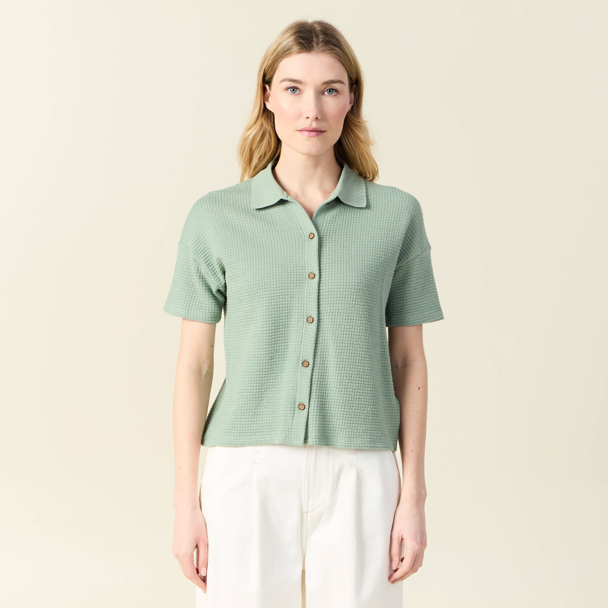 polo en maille vert kaki femme Polo en maille vert kaki femme