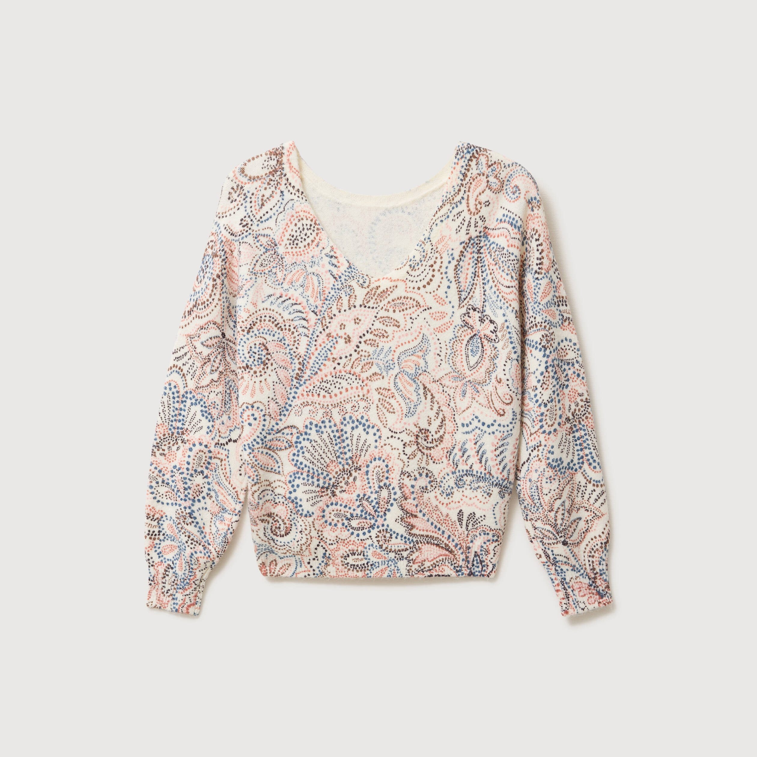 Pull col bateau manches longues ecru femme