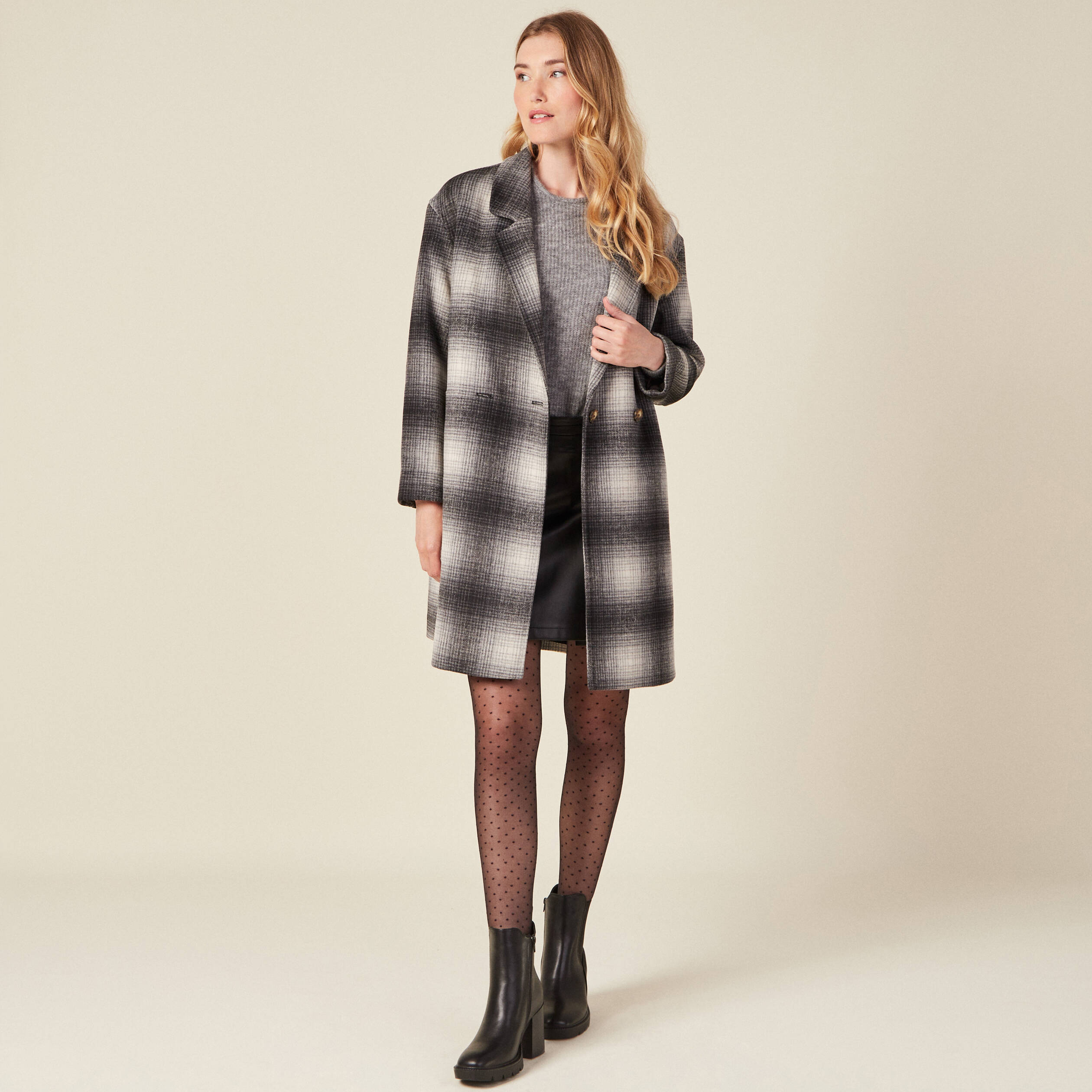 Manteau droit sales noir femme