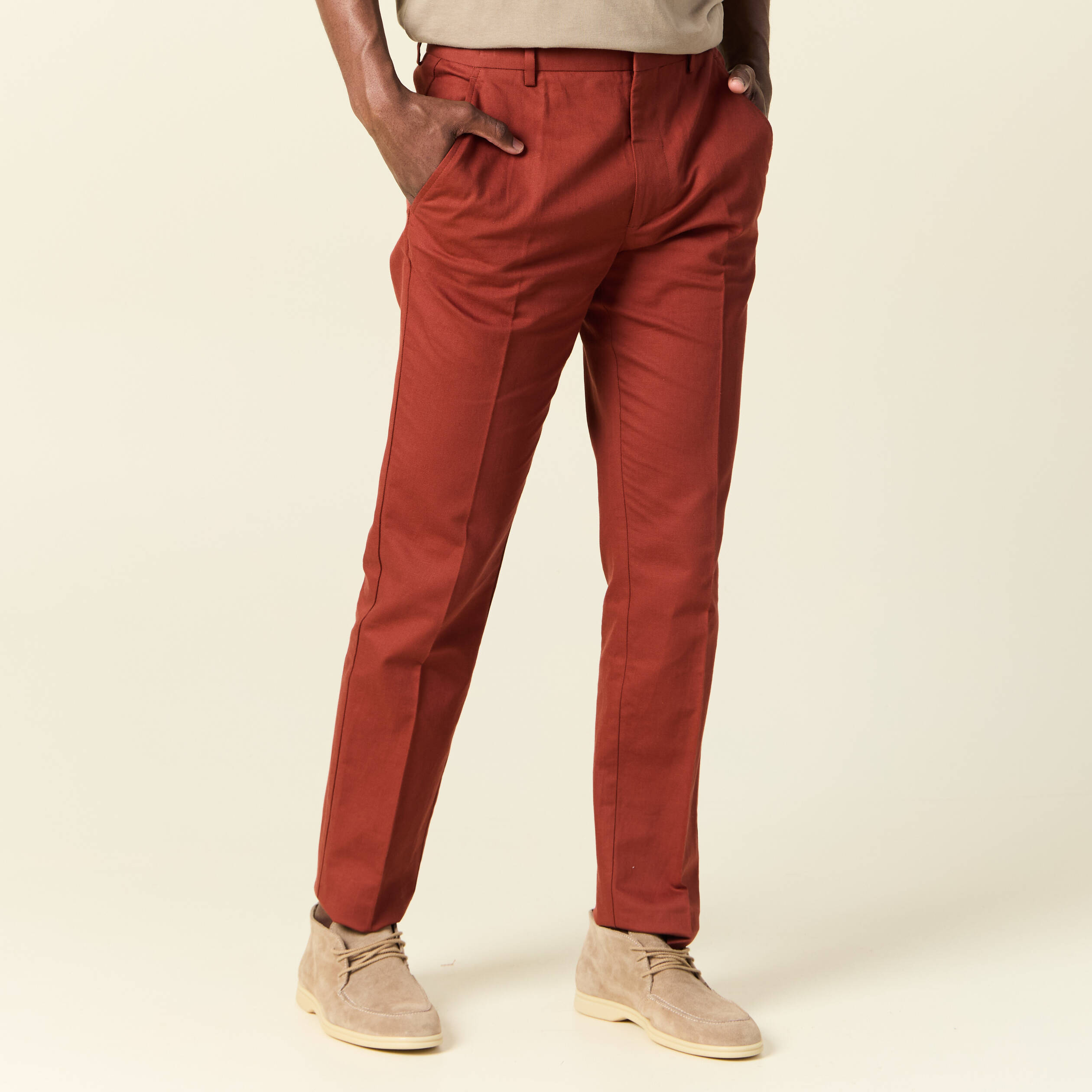 pantalon chino marron cognac homme Pantalon chino marron cognac homme