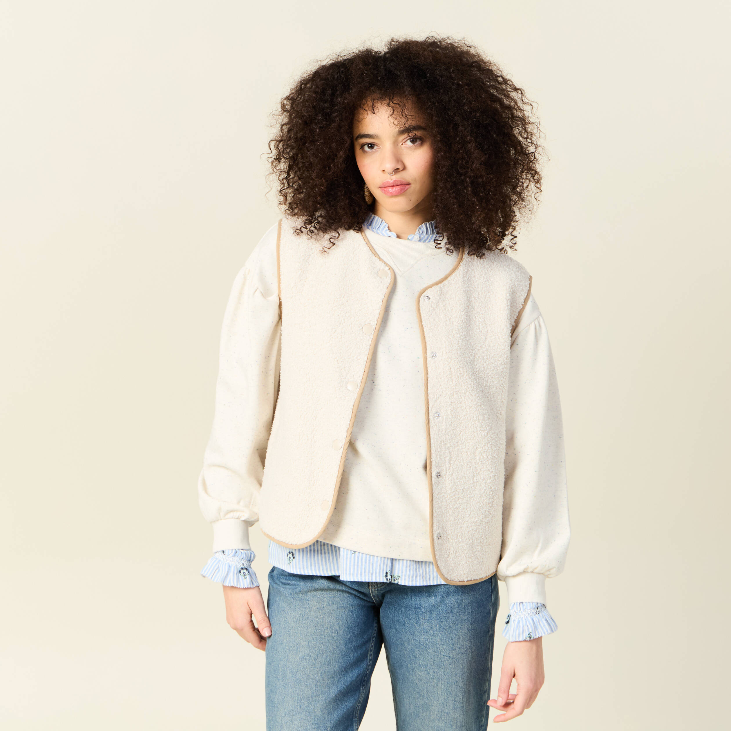 gilet eco responsable ecru femme Gilet éco-responsable ecru femme