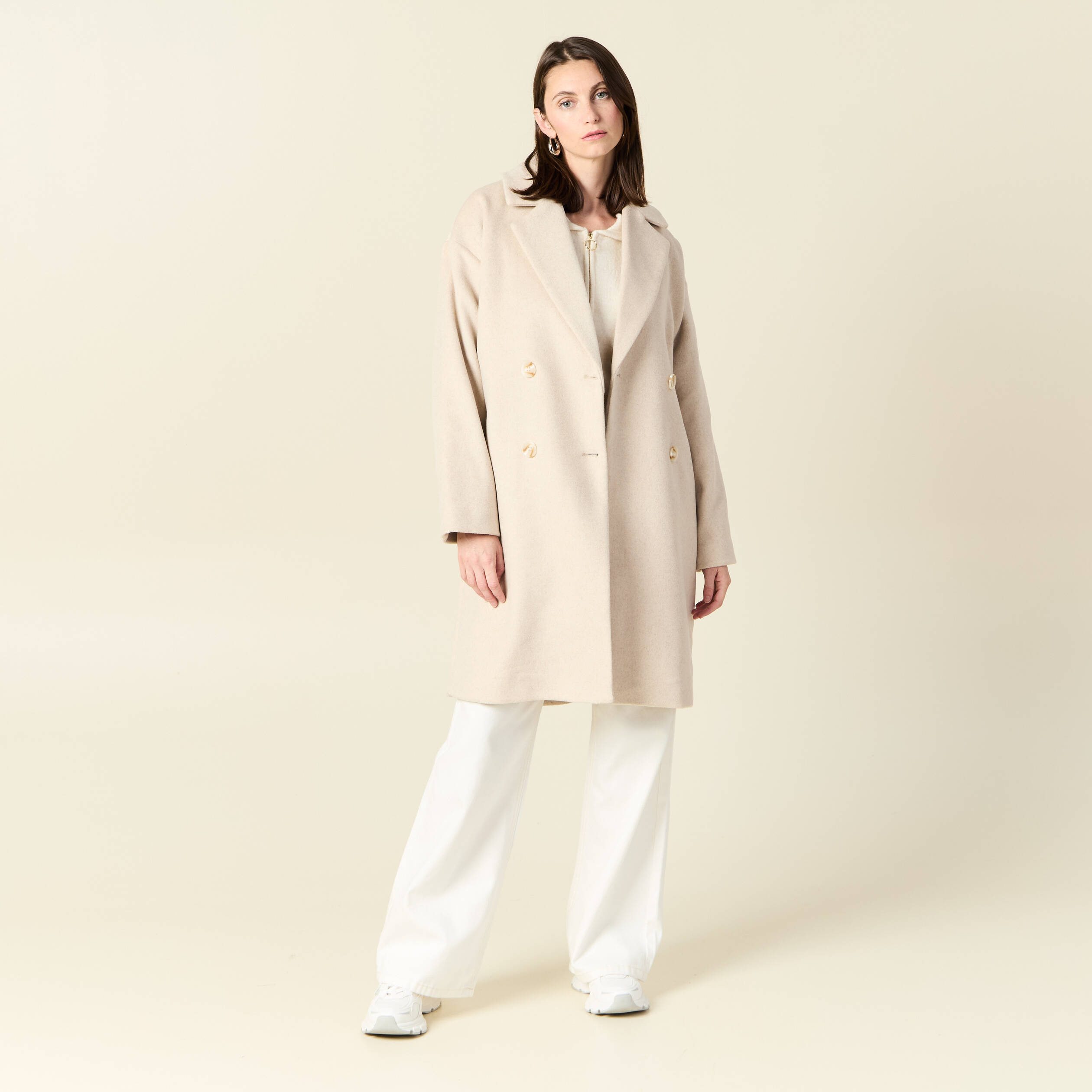 manteau long oversize creme femme Manteau long oversize creme femme