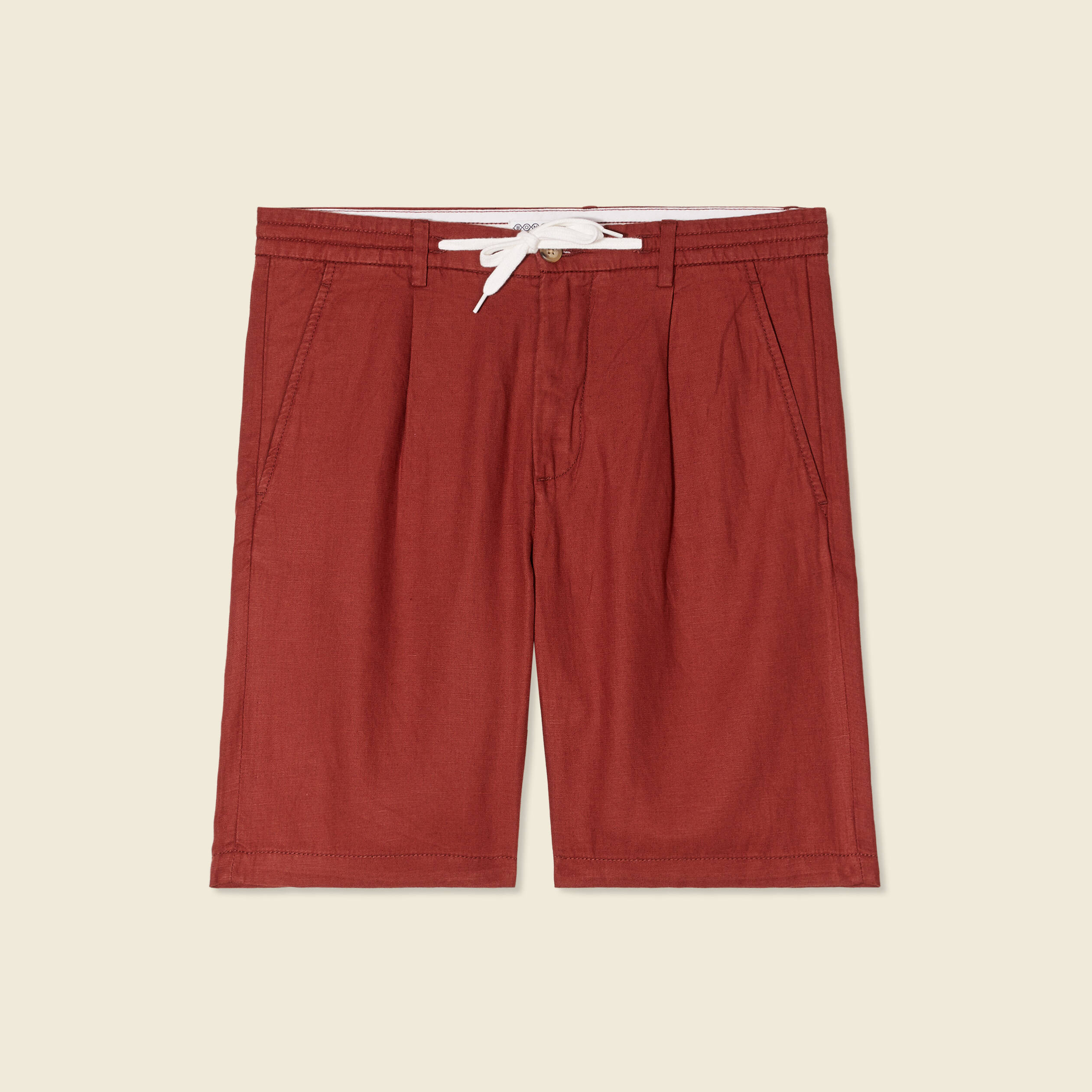 Bermuda droite &agrave; coulisse marron cognac homme