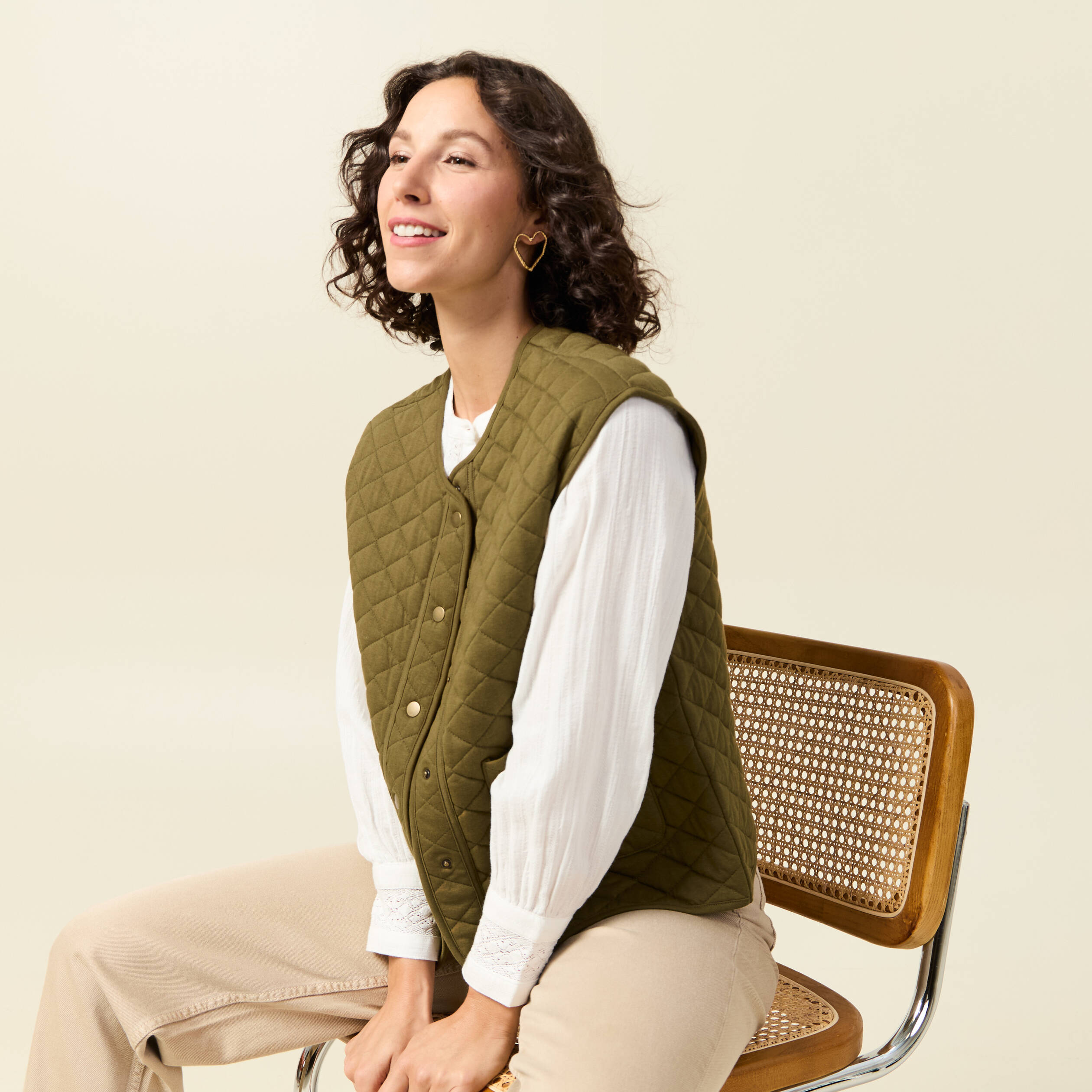 Gilet sans manches vert kaki femme Bonobo