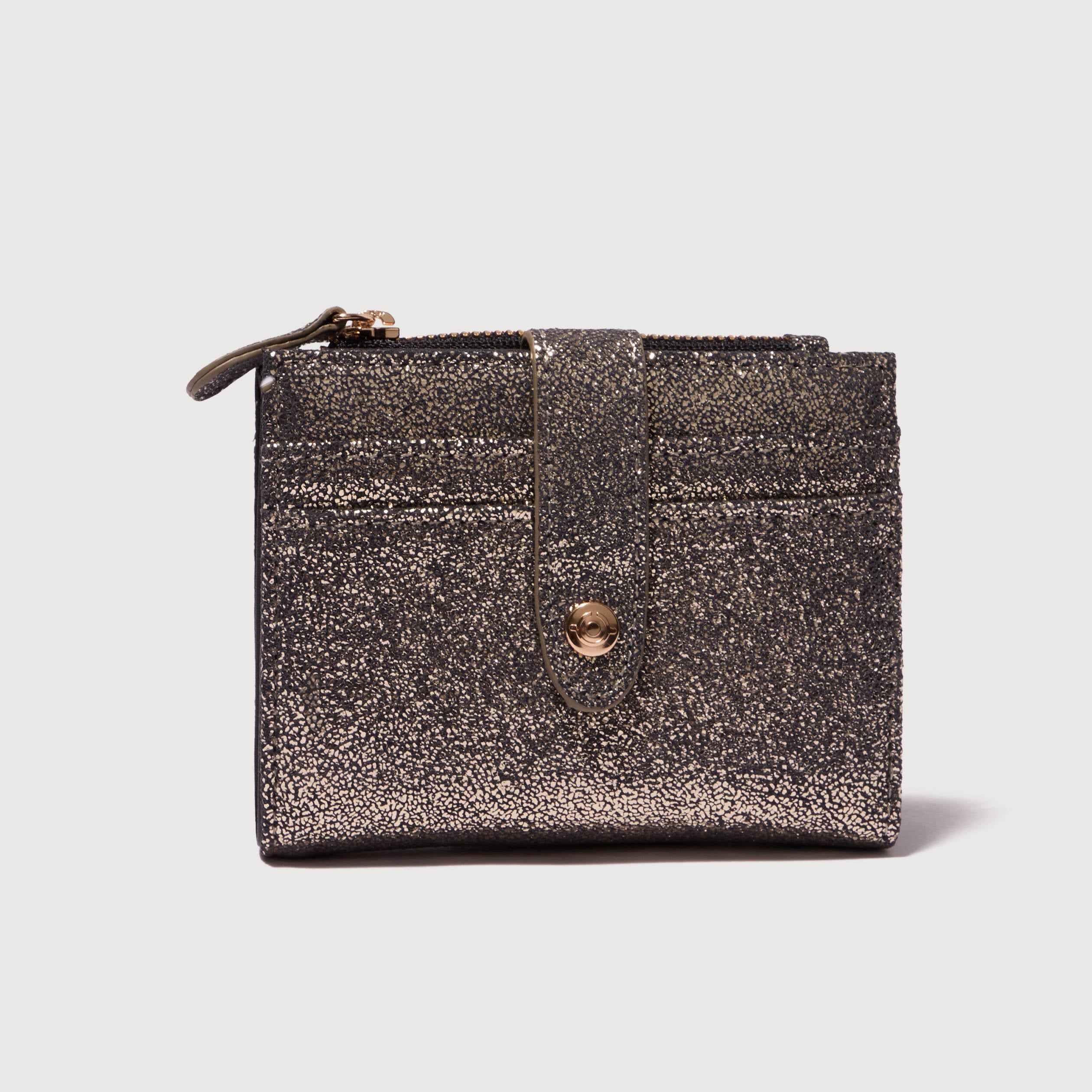 Portefeuille en cuir gris fonc&eacute; femme